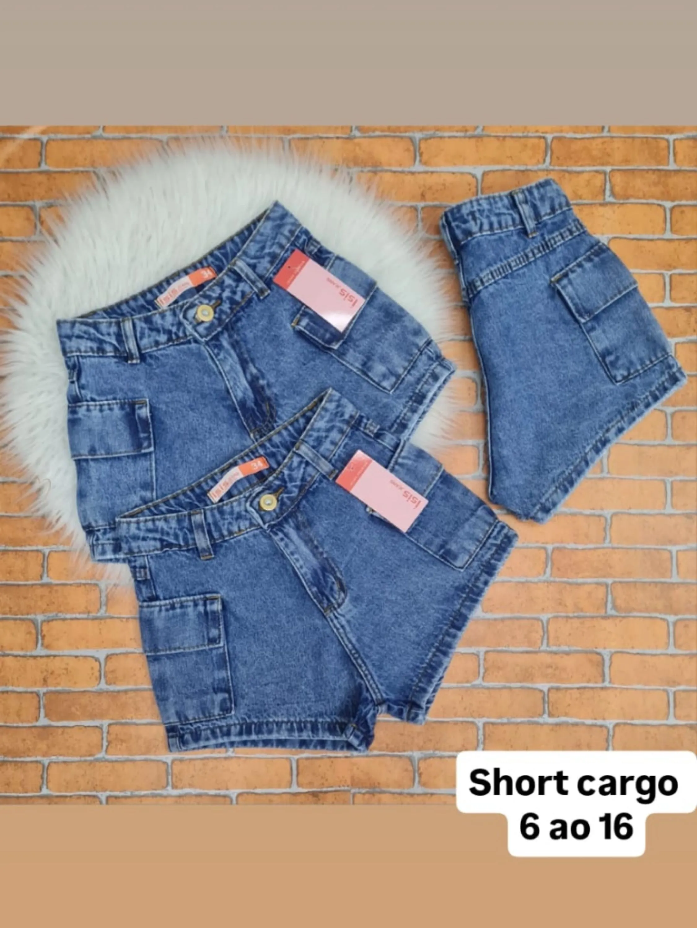 Shorts jeans cargo juvenil