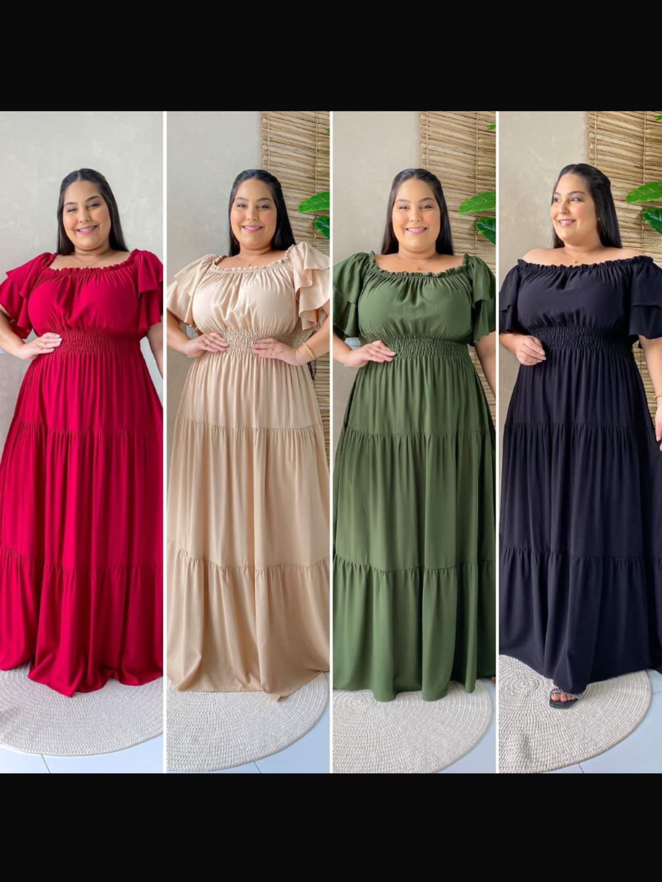 Vestido longo ciganinha tecido viscolinho PLUS SIZE