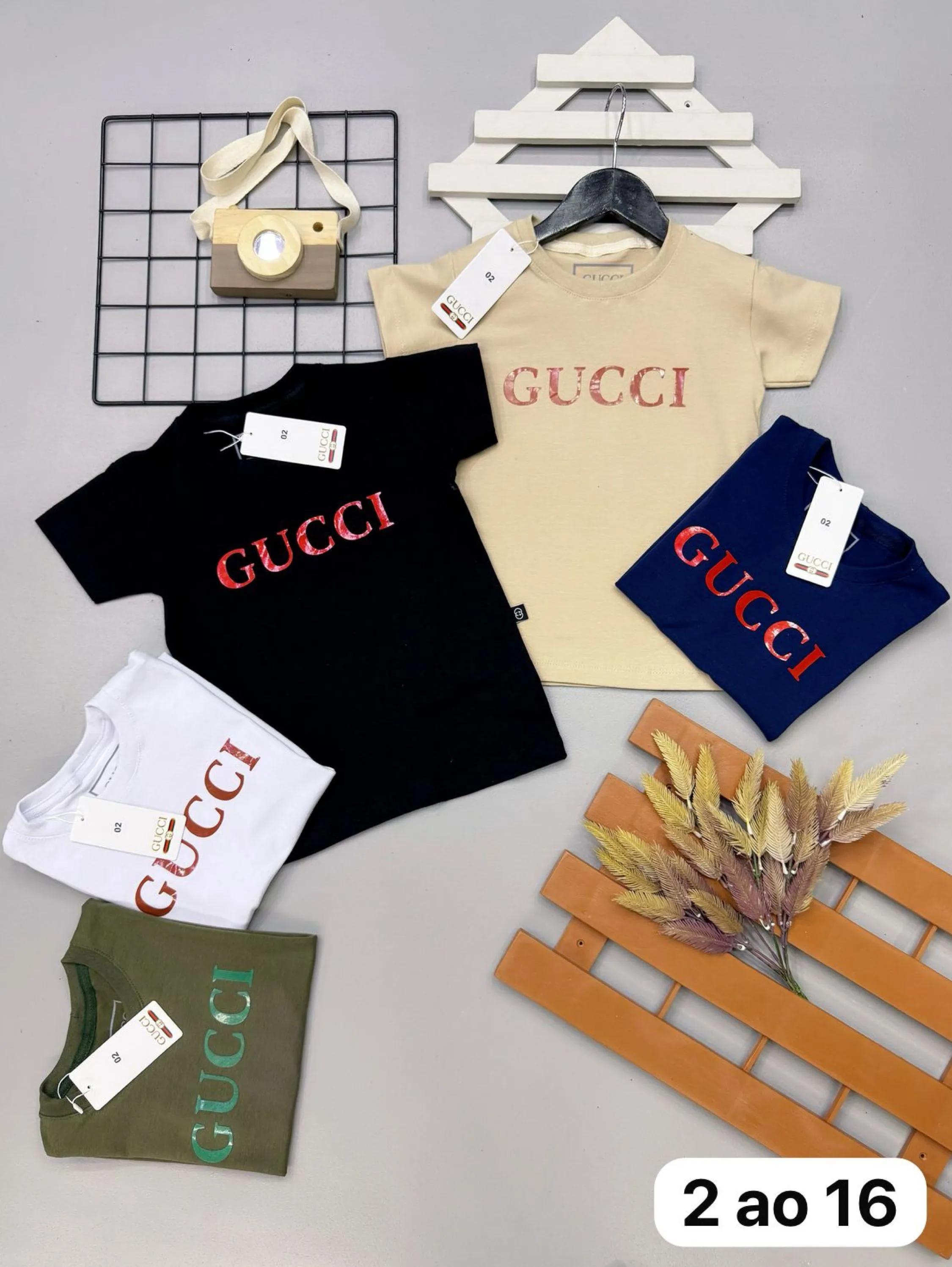 Camiseta Gucci infantil/juvenil malha peruana