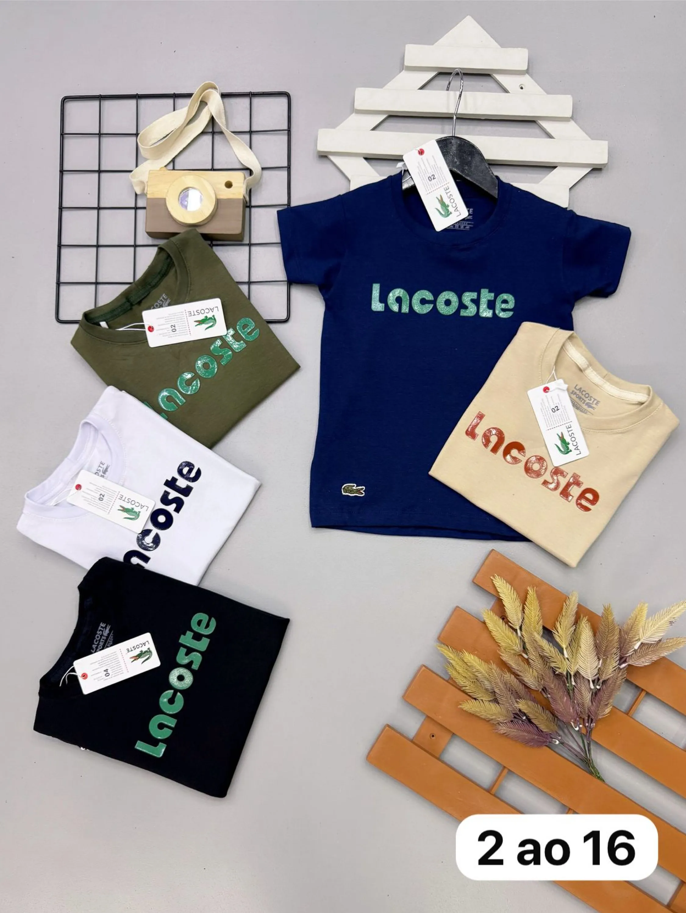 Camiseta Lacoste infantil/juvenil malha peruana
