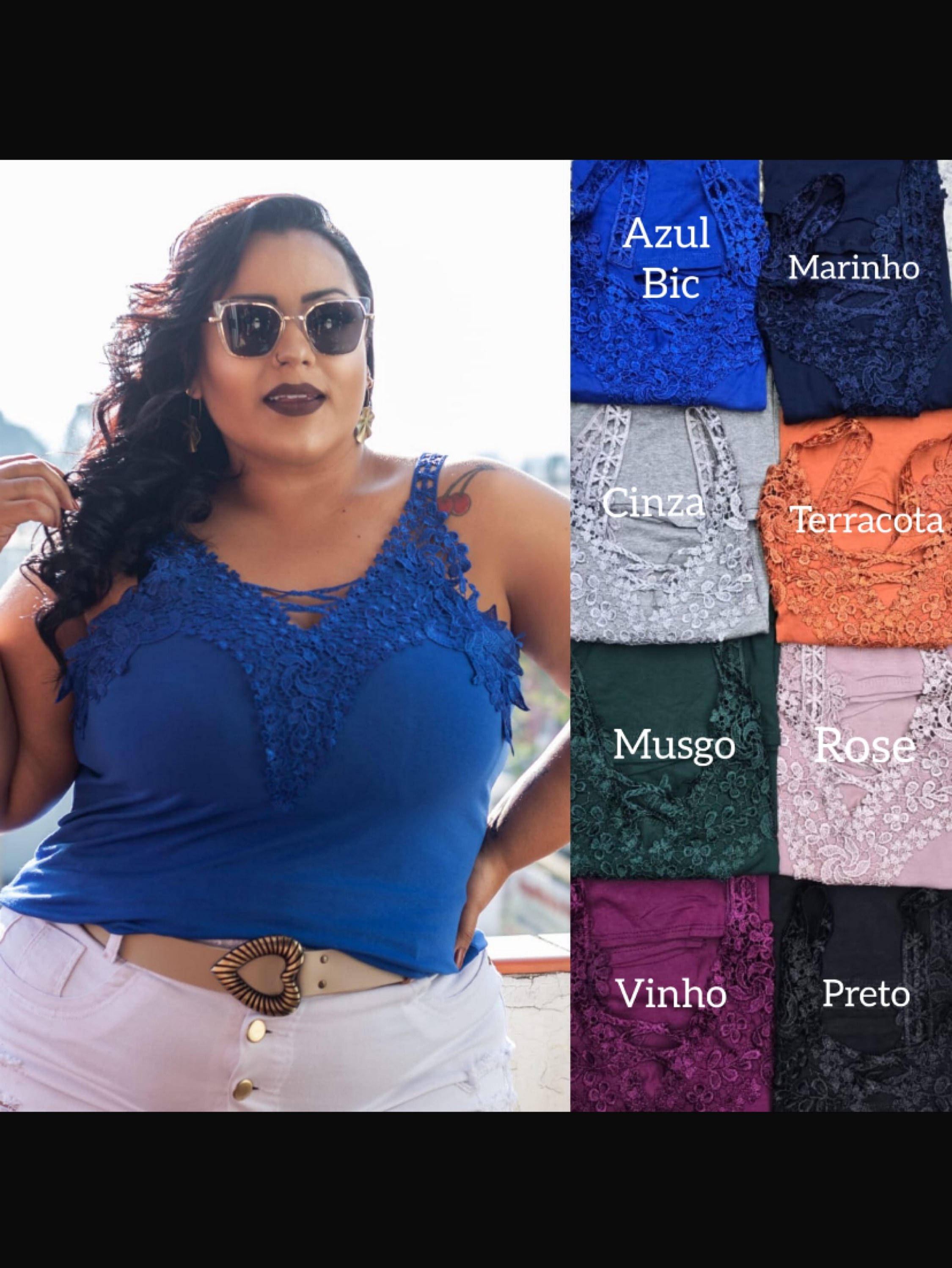 4 blusas regatas rendada