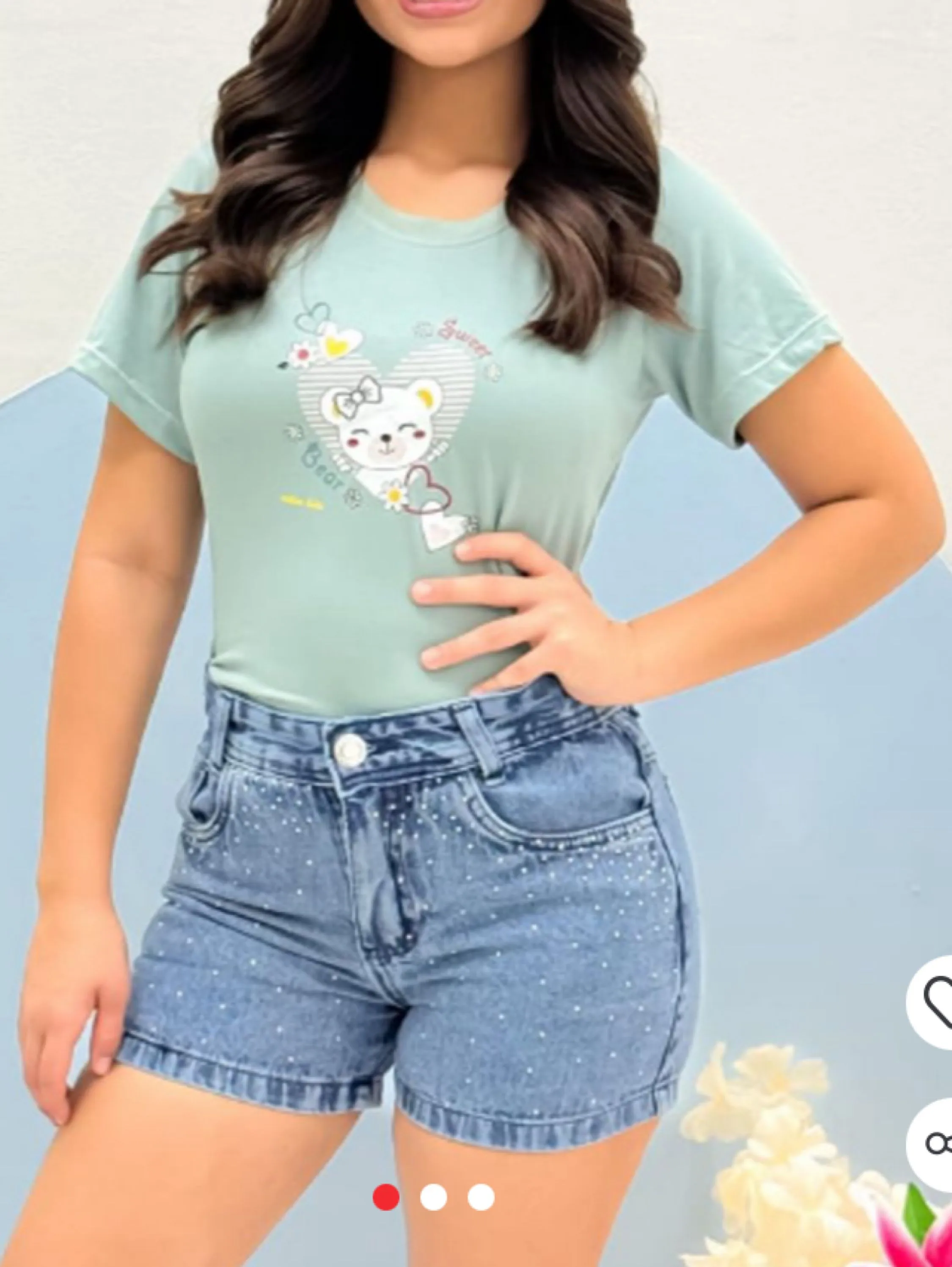 Shorts jeans com Brilho juvenil (D)