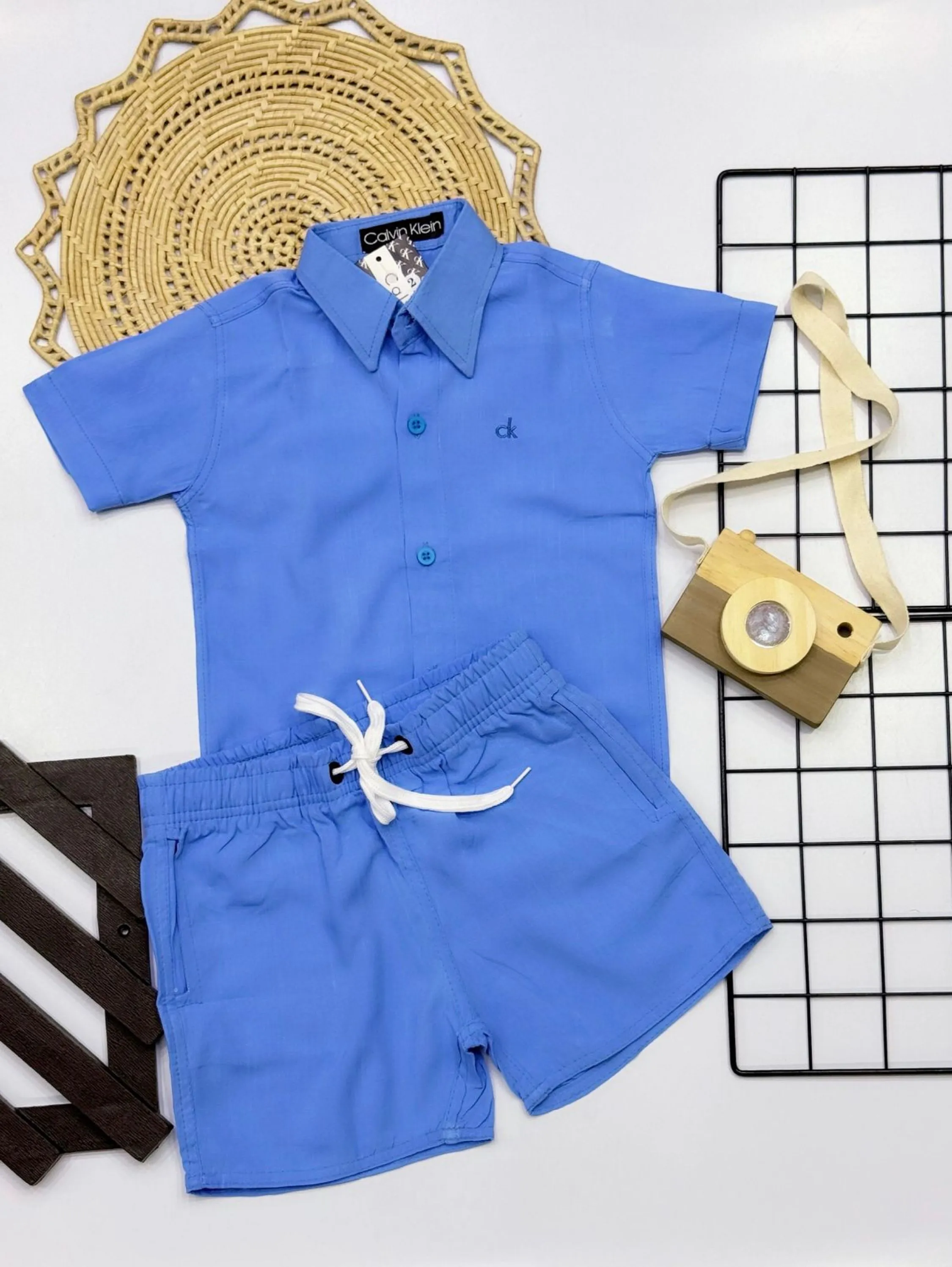 Conjunto Calvin Klein infantil /juvenil tecido Linho linha premium