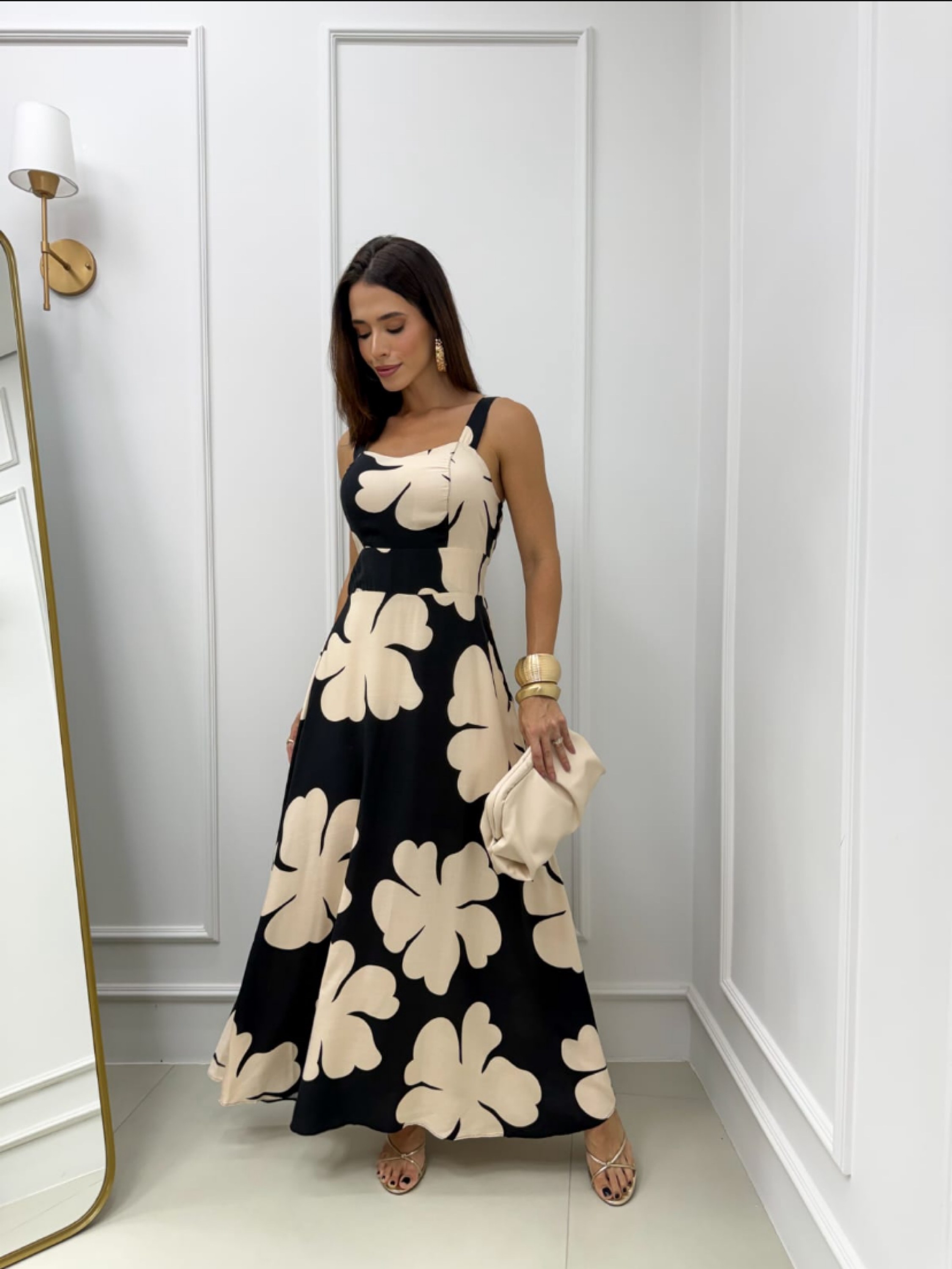 Vestido longo estampa Flor