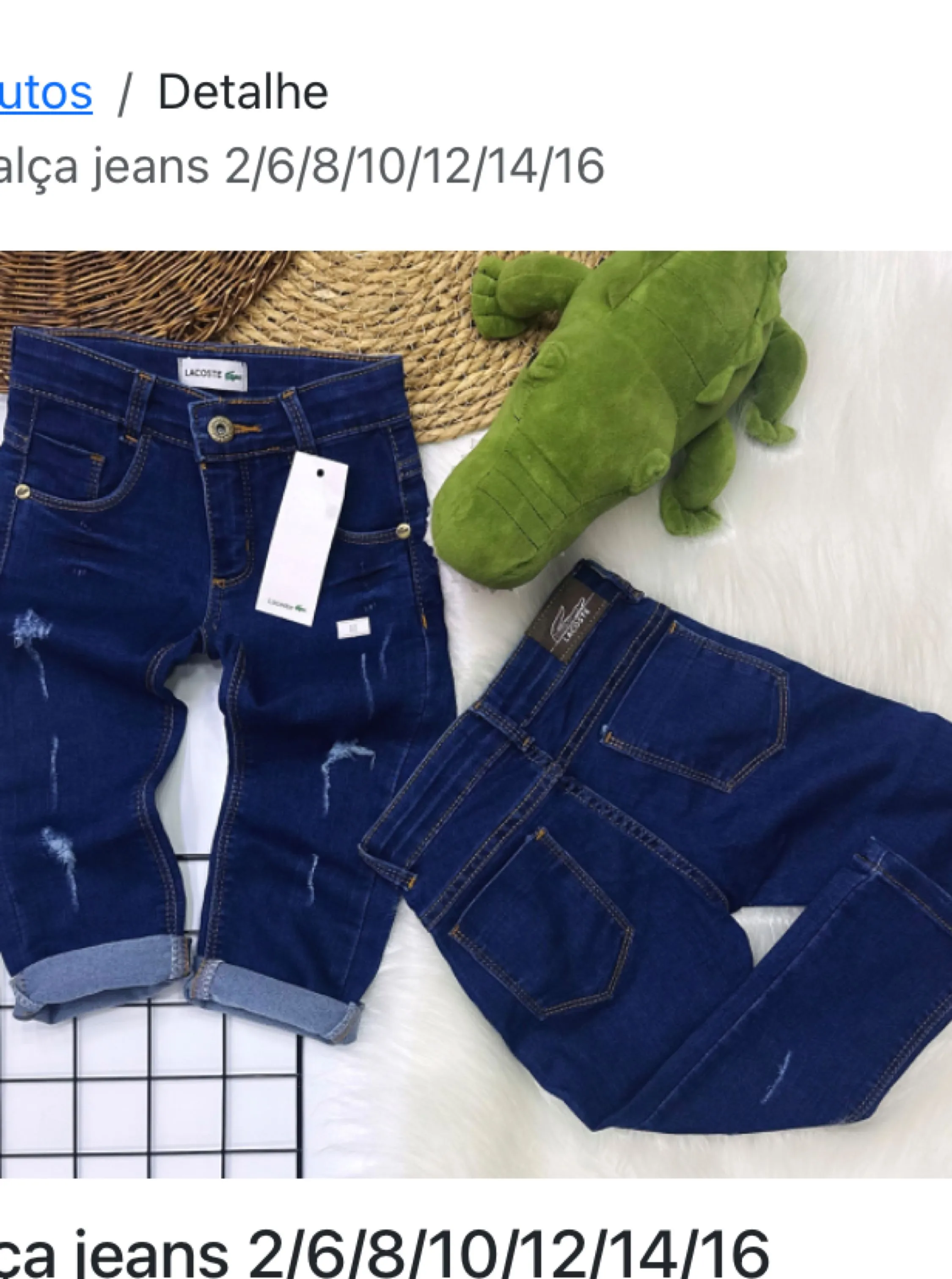 Calça jeans Lacoste infantil /juvenil linha premium