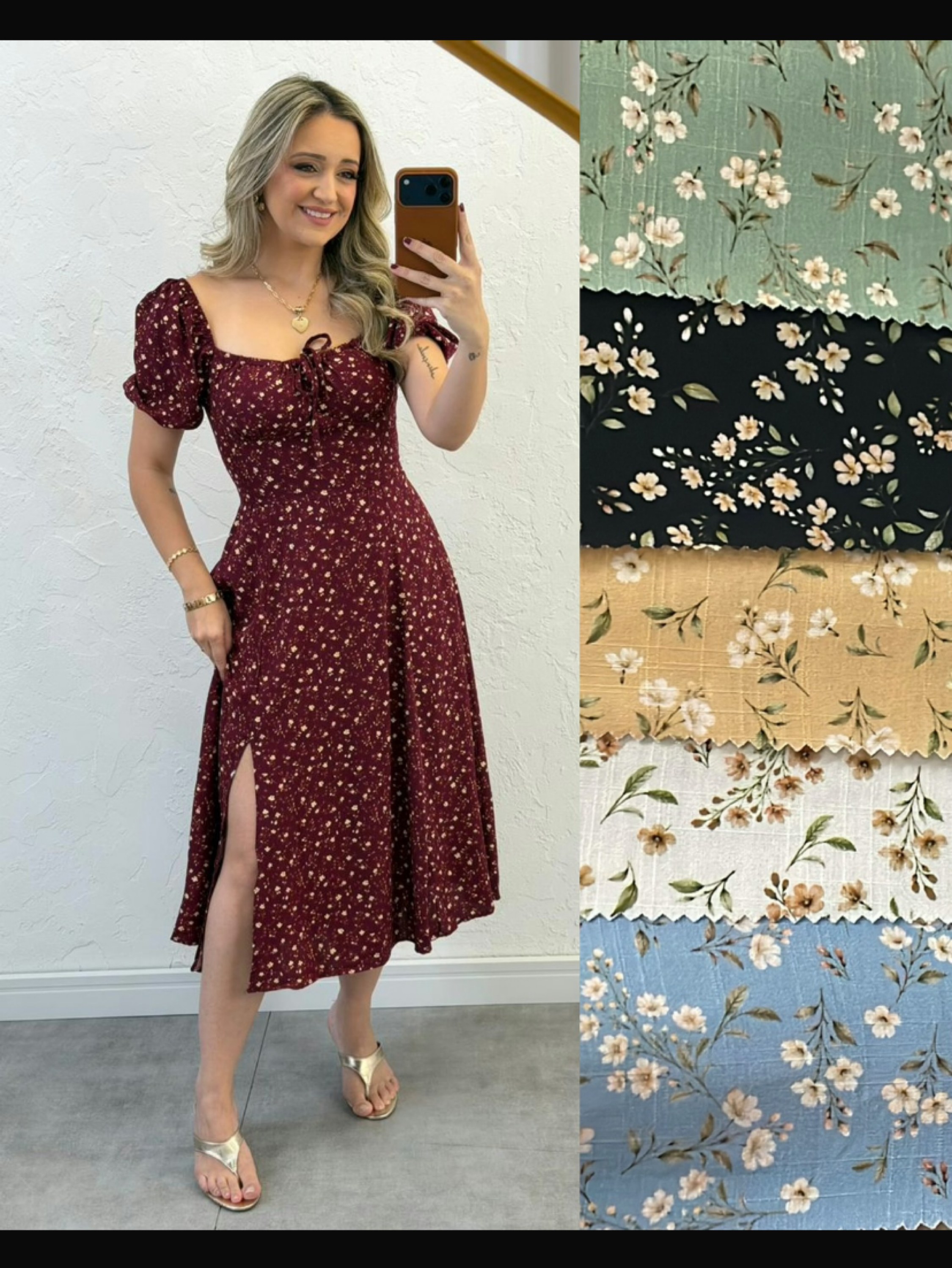 Vestido camponesa midi