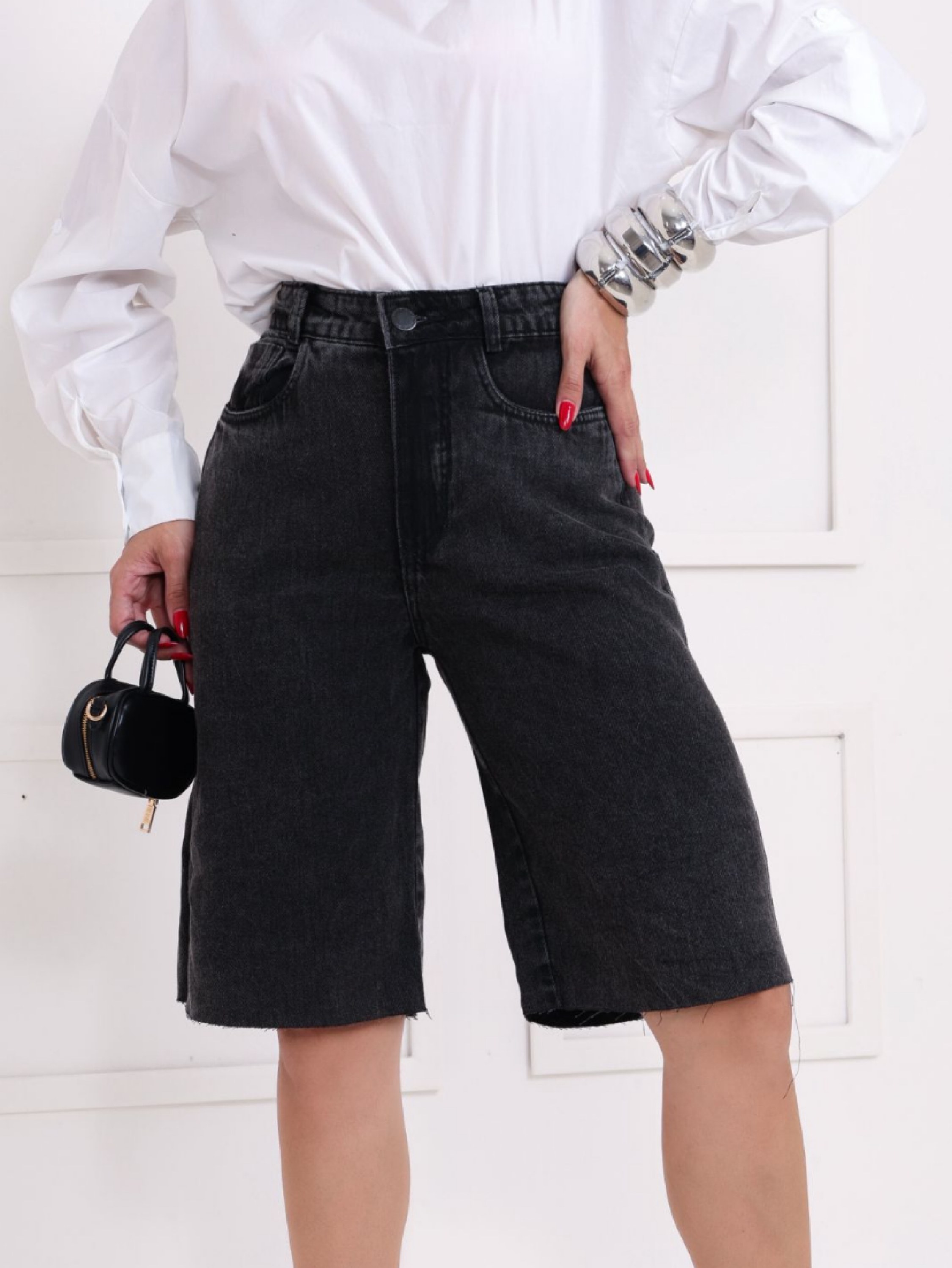 Bermuda jeans grafite