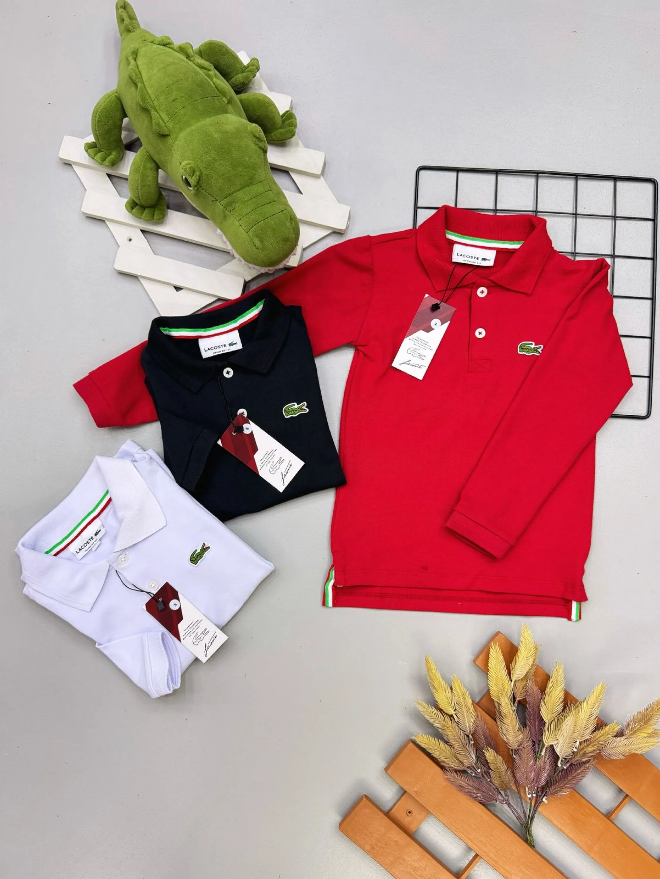 Camiseta polo manga longa Lacoste infantil/juvenil