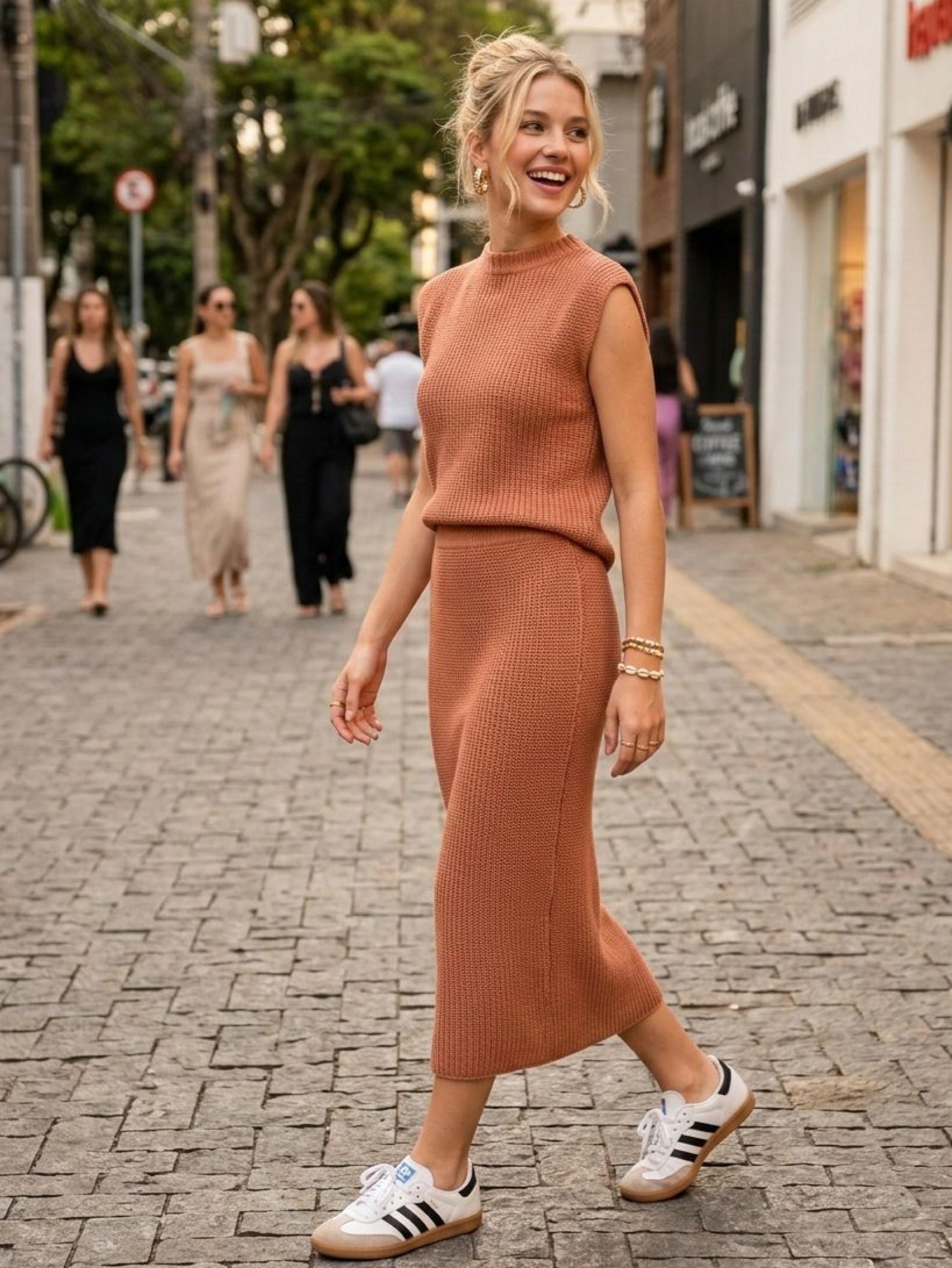 Conjunto Laura saia longuete e blusa básica