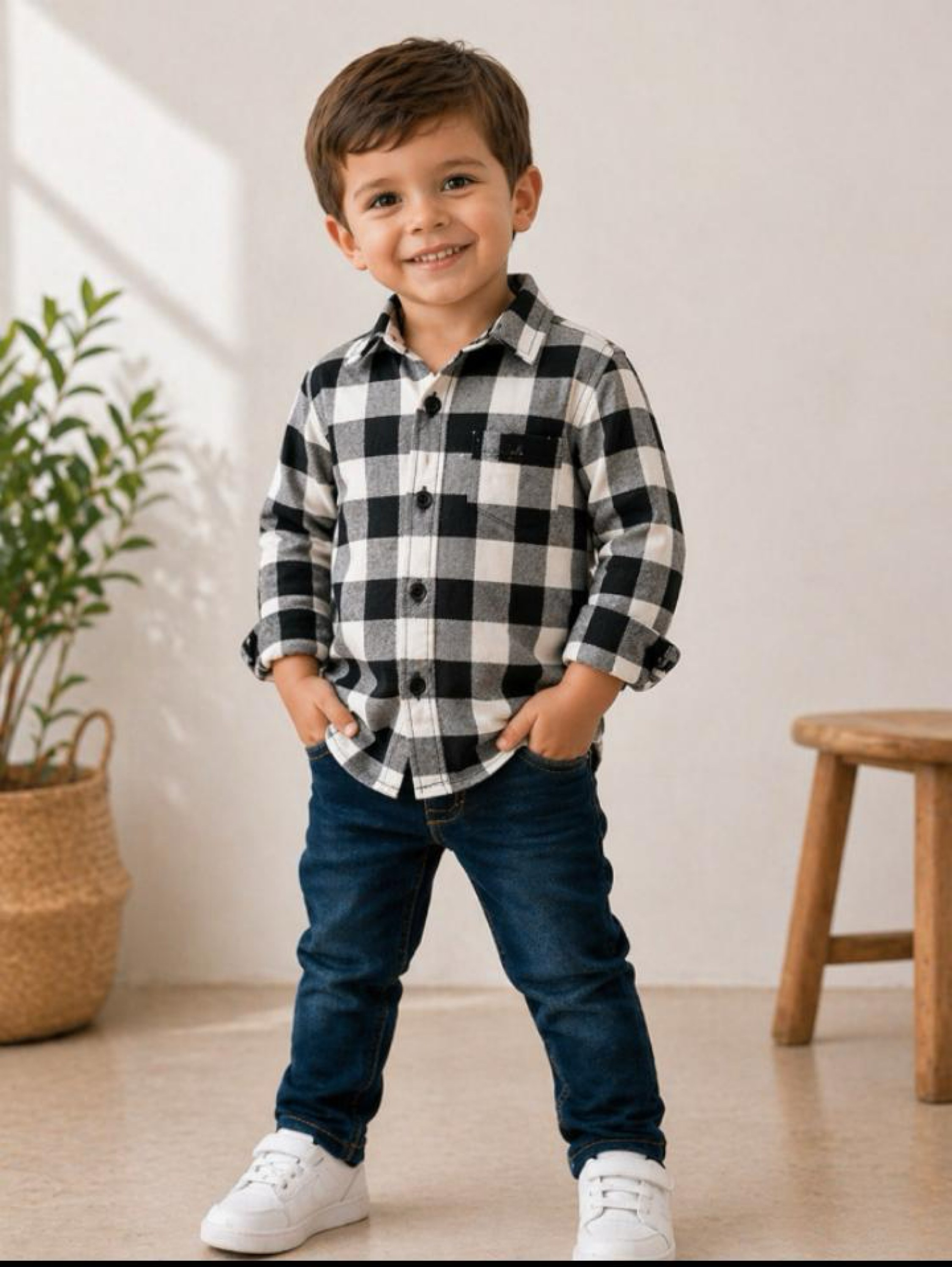 Camisa xadrez manga longa Infabtil /jugenil