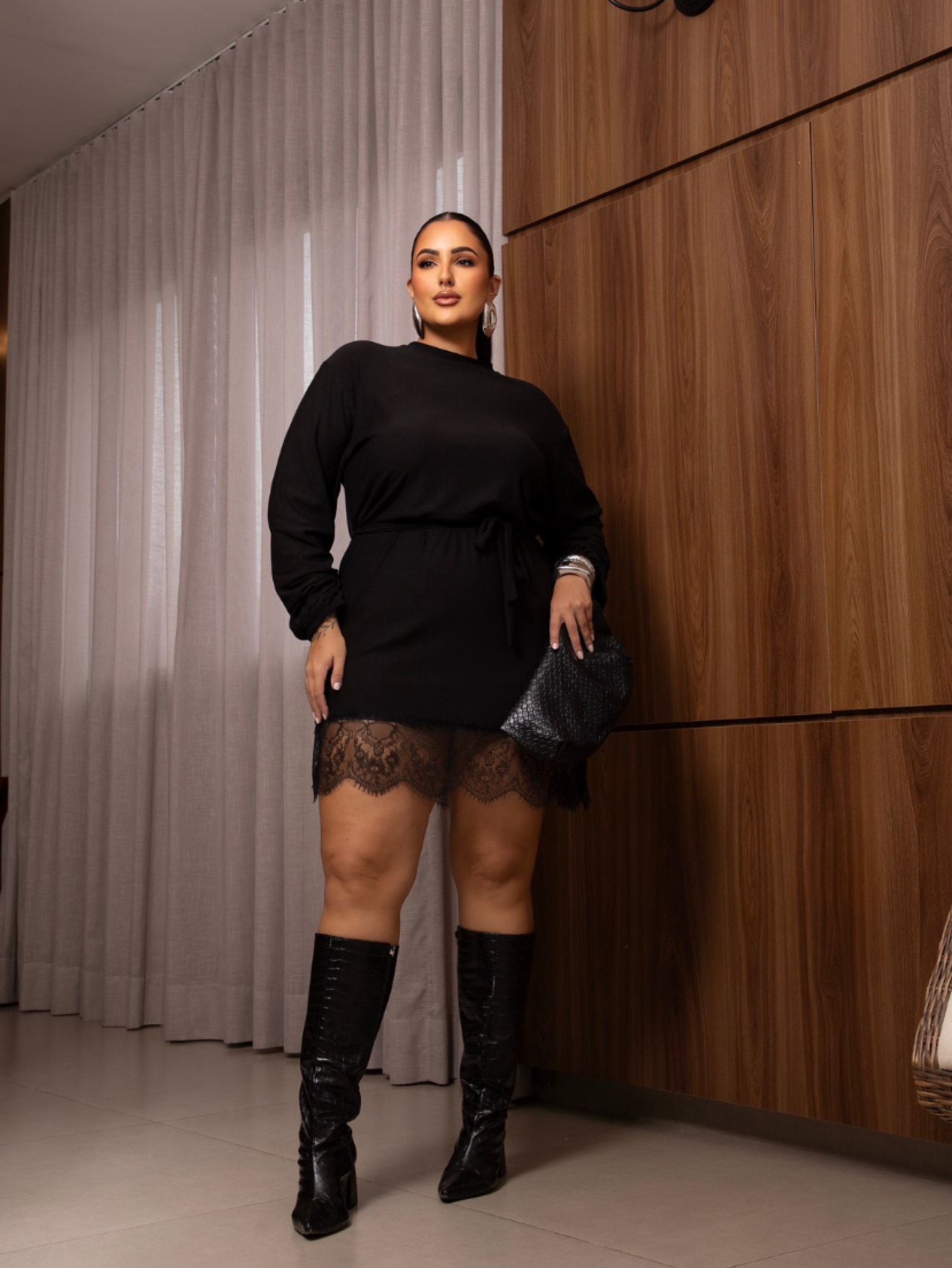 Vestido manga longa Plus size