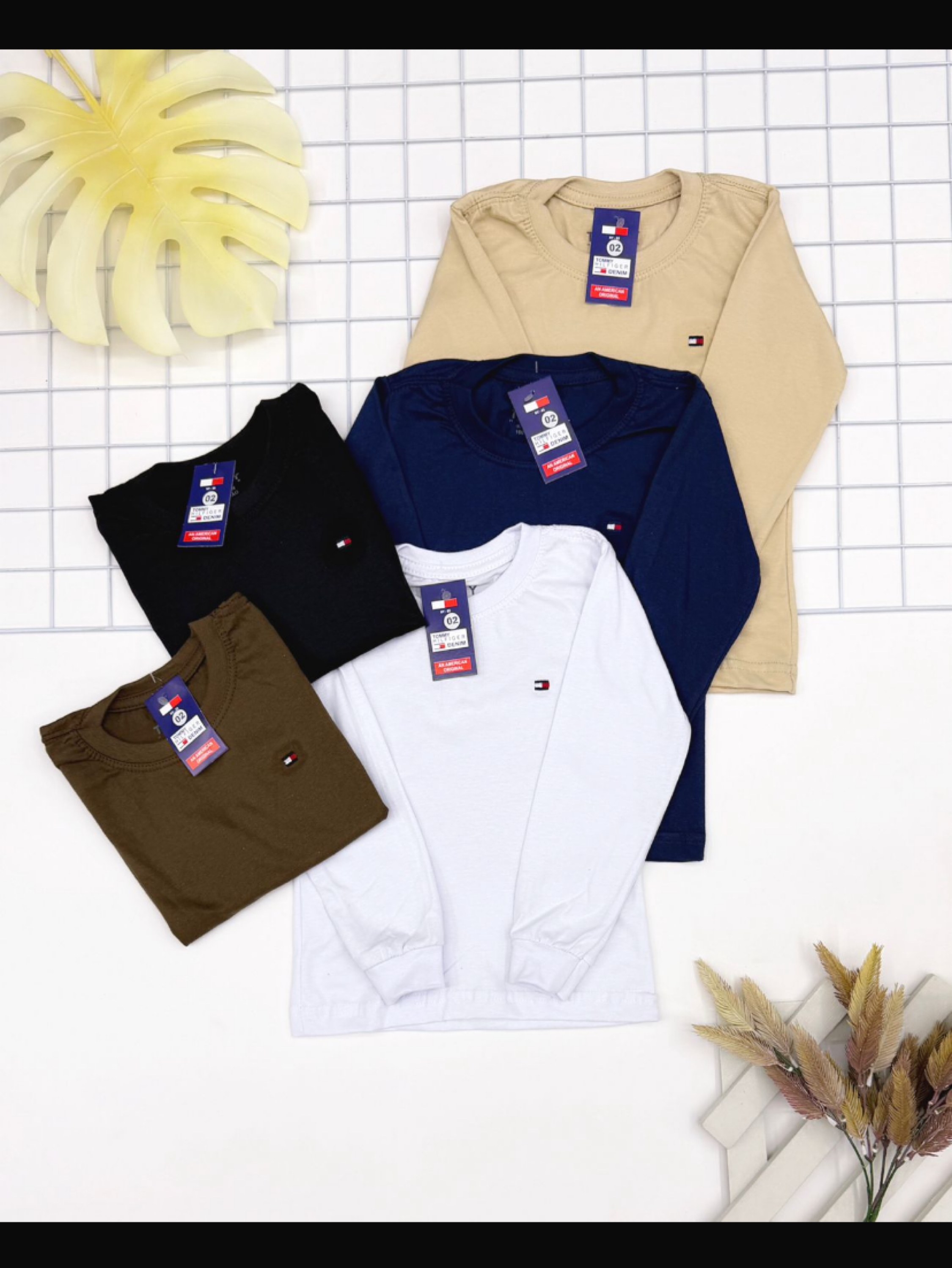 Camiseta manga longa Tommy infantil/juvenil