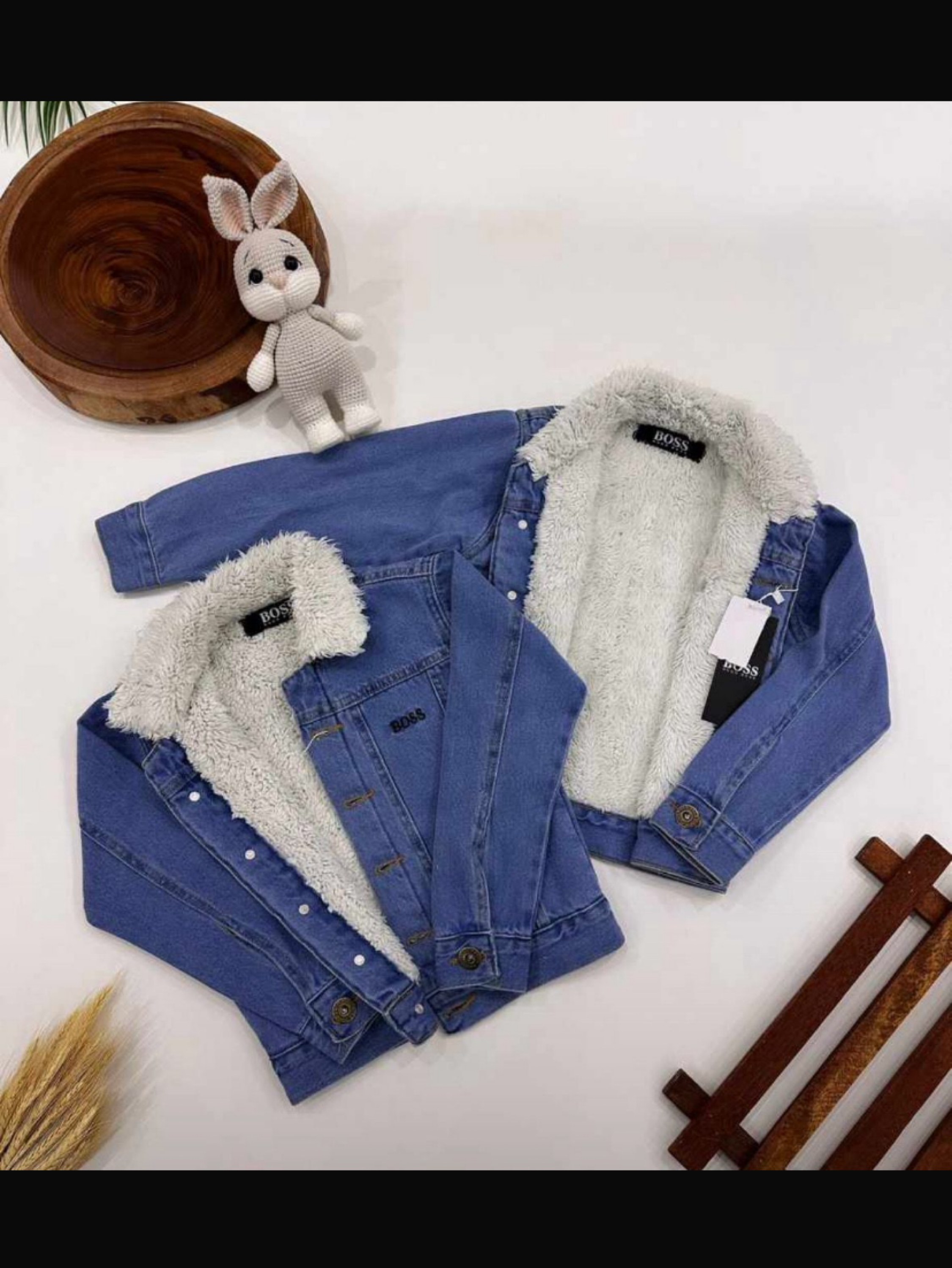 Jaqueta jeans peluciada Boss infantil/juvenil