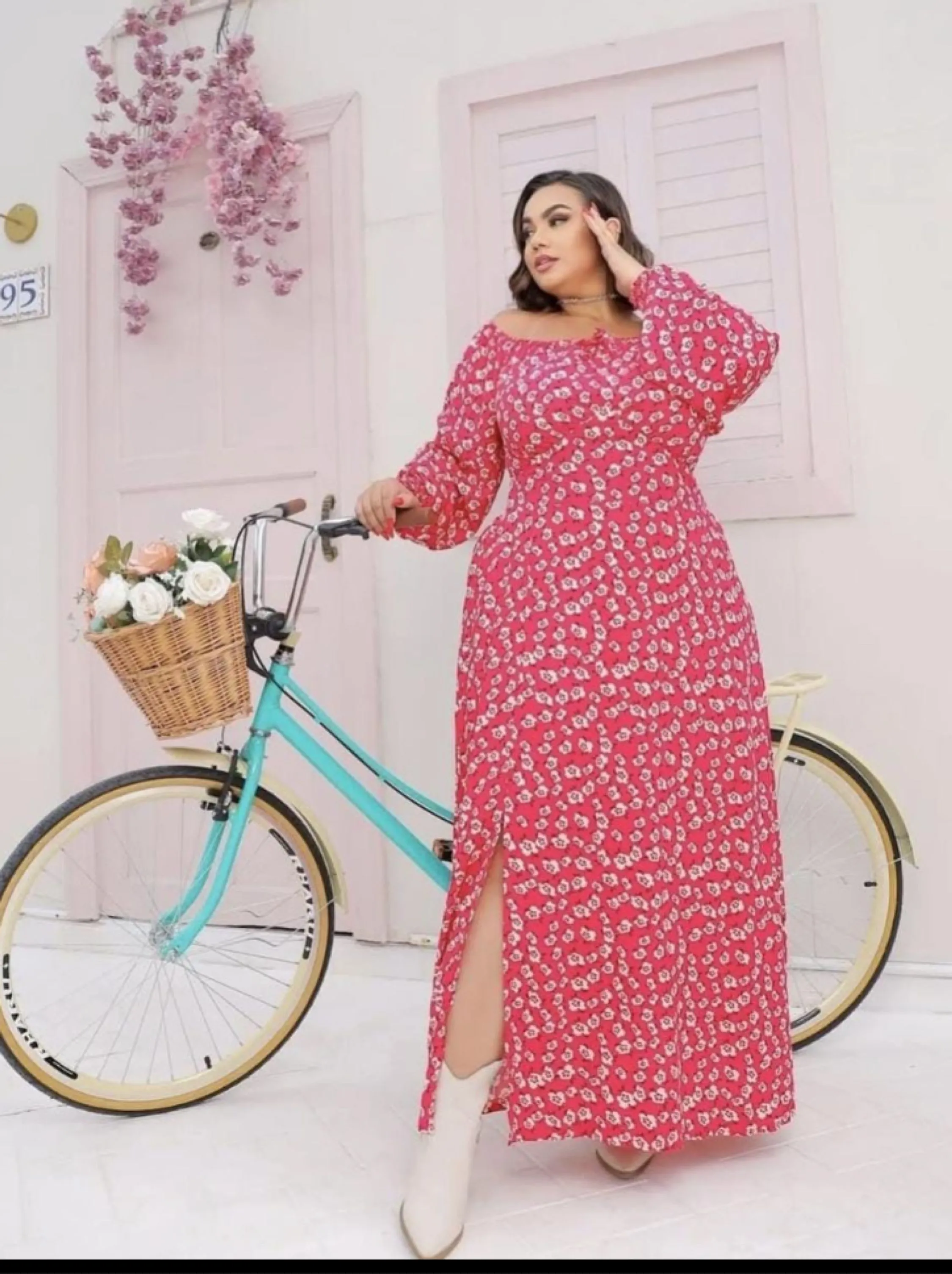 Vestido longo ciganinha estampado Plus size