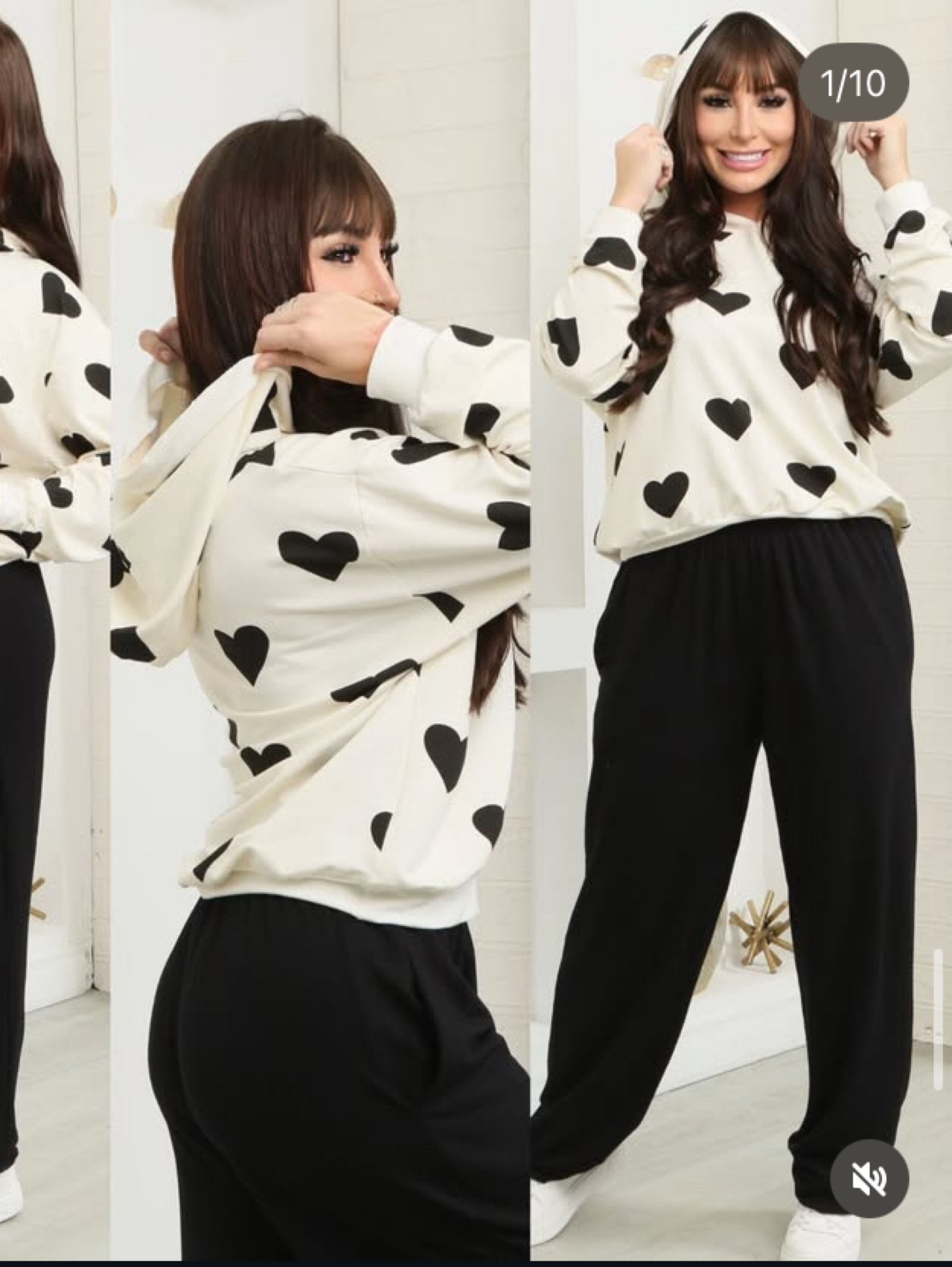 Conjunto de Moletinho blusa coração e calça