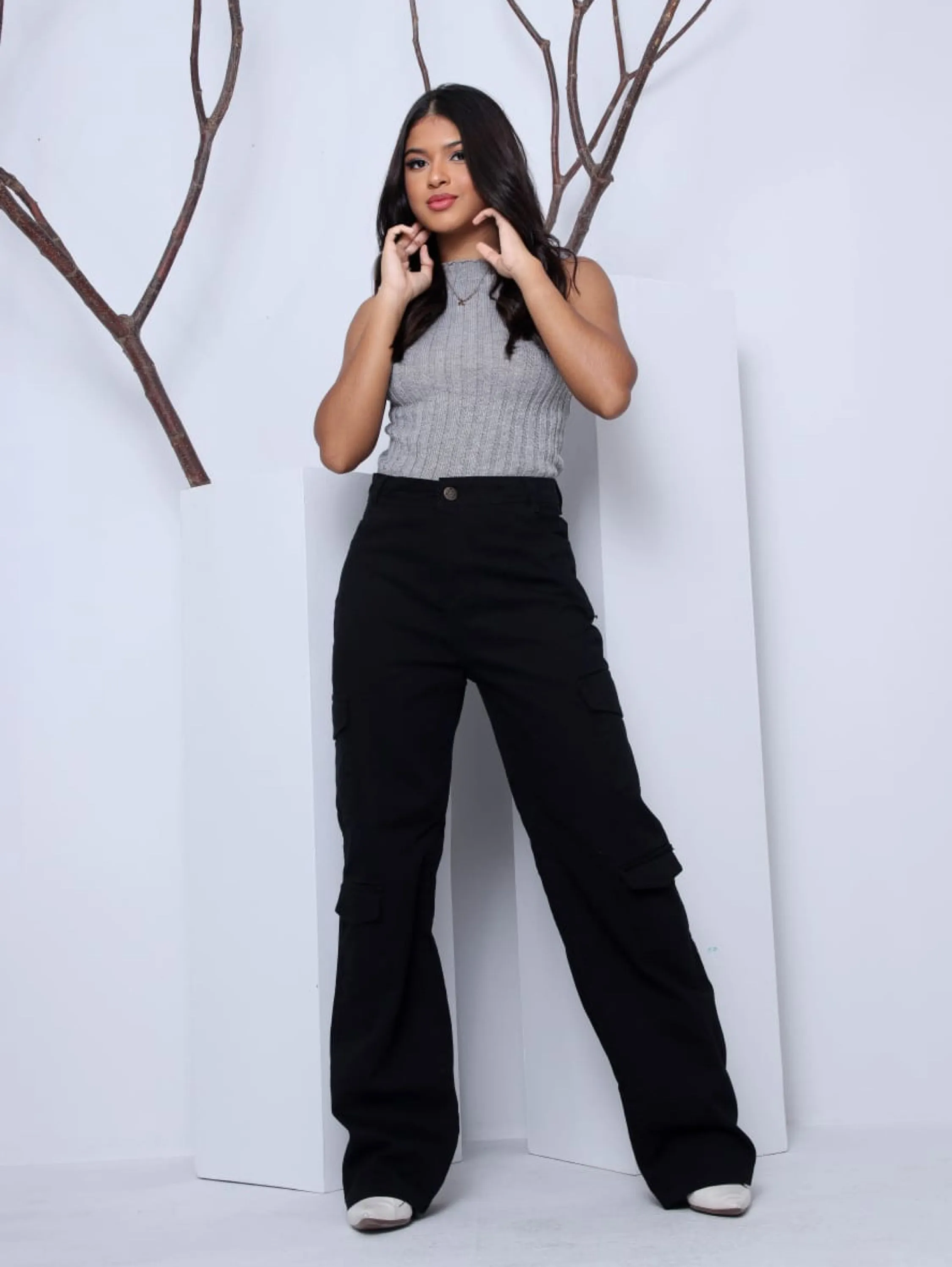 Calça jeans preta as leg juvenil