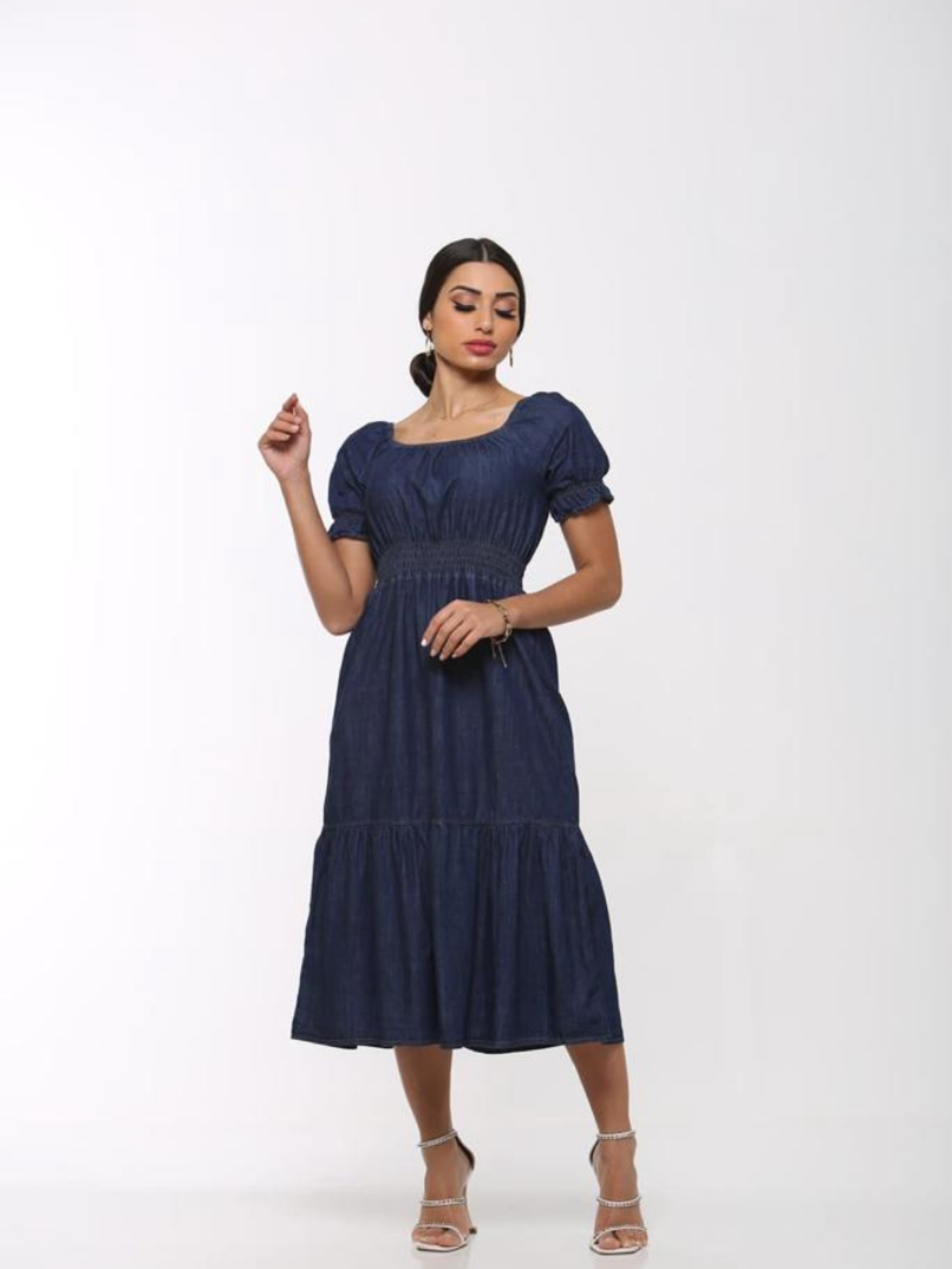 Vestido mídi manga 3 marias