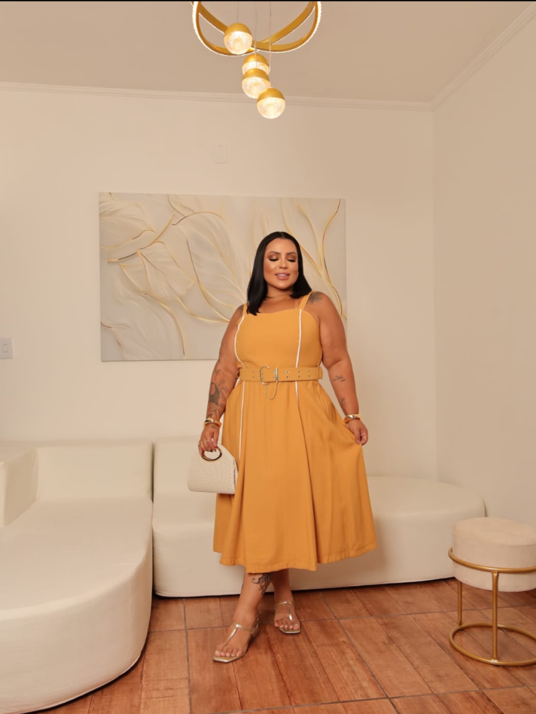 Vestido longuete com alças largas Plus size