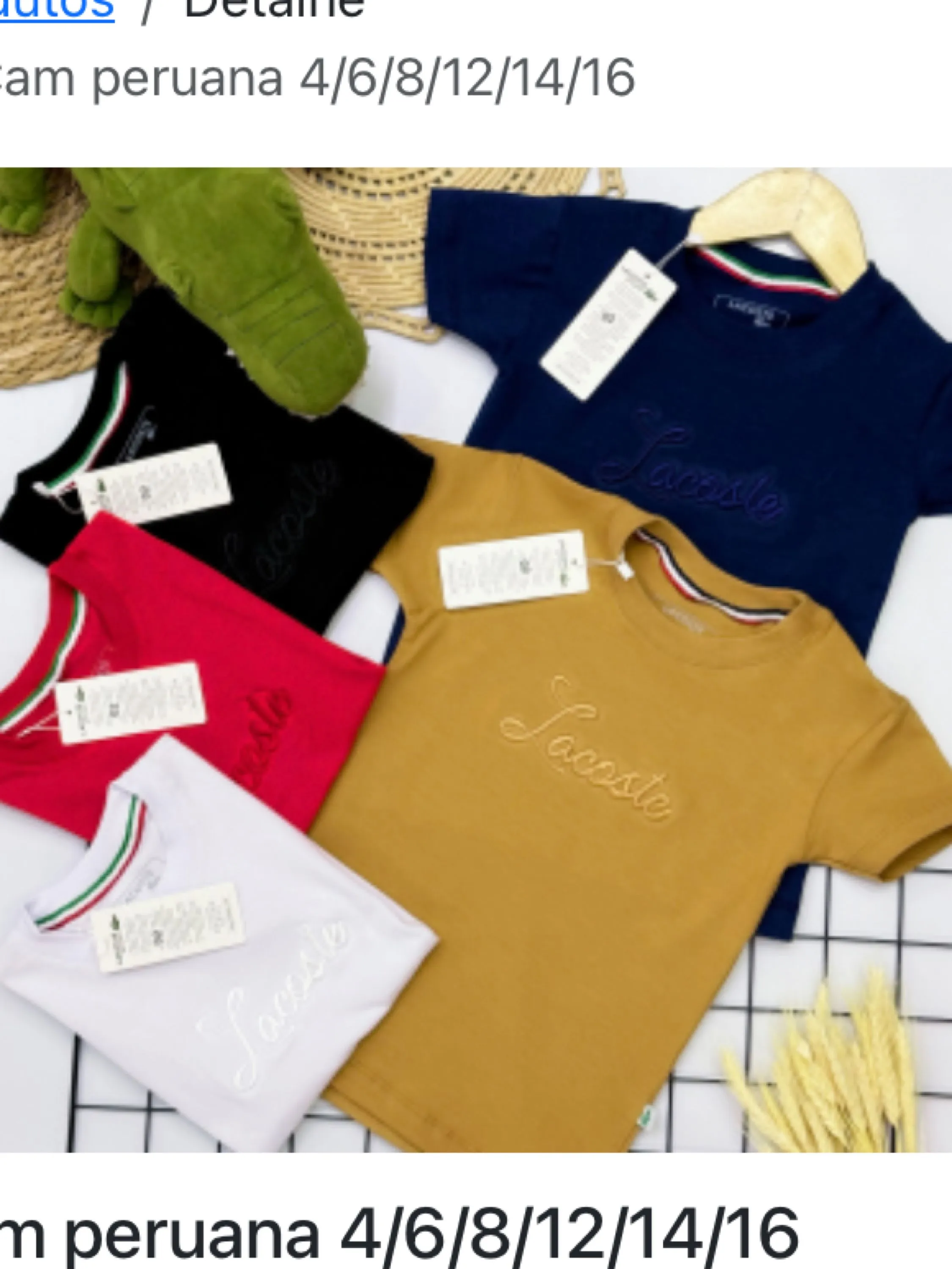 Camiseta Lacoste malha peruana infantil/juvenil linha premium