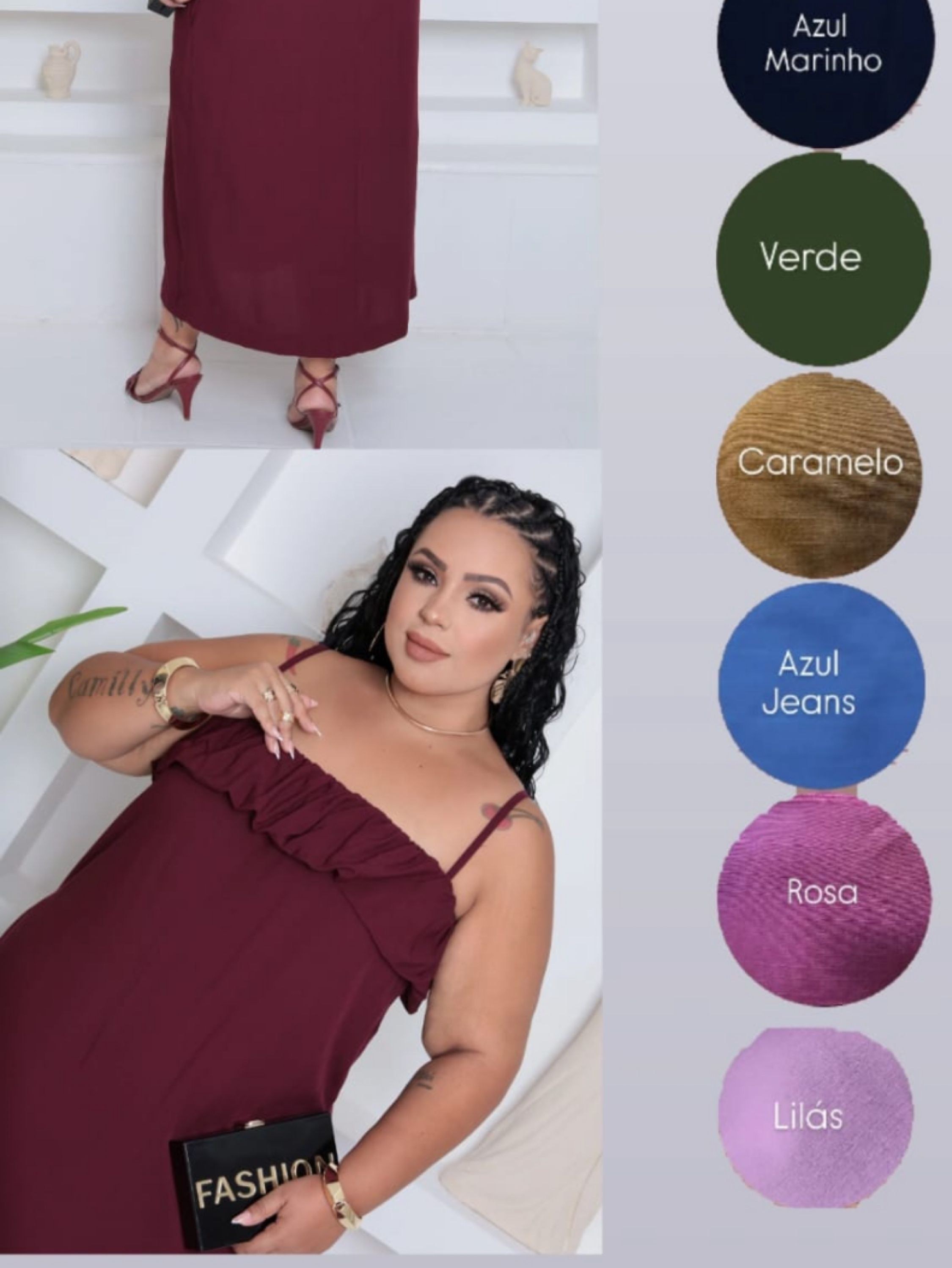 Vesrido LUna longuete PLIS size tecido em viscolinho