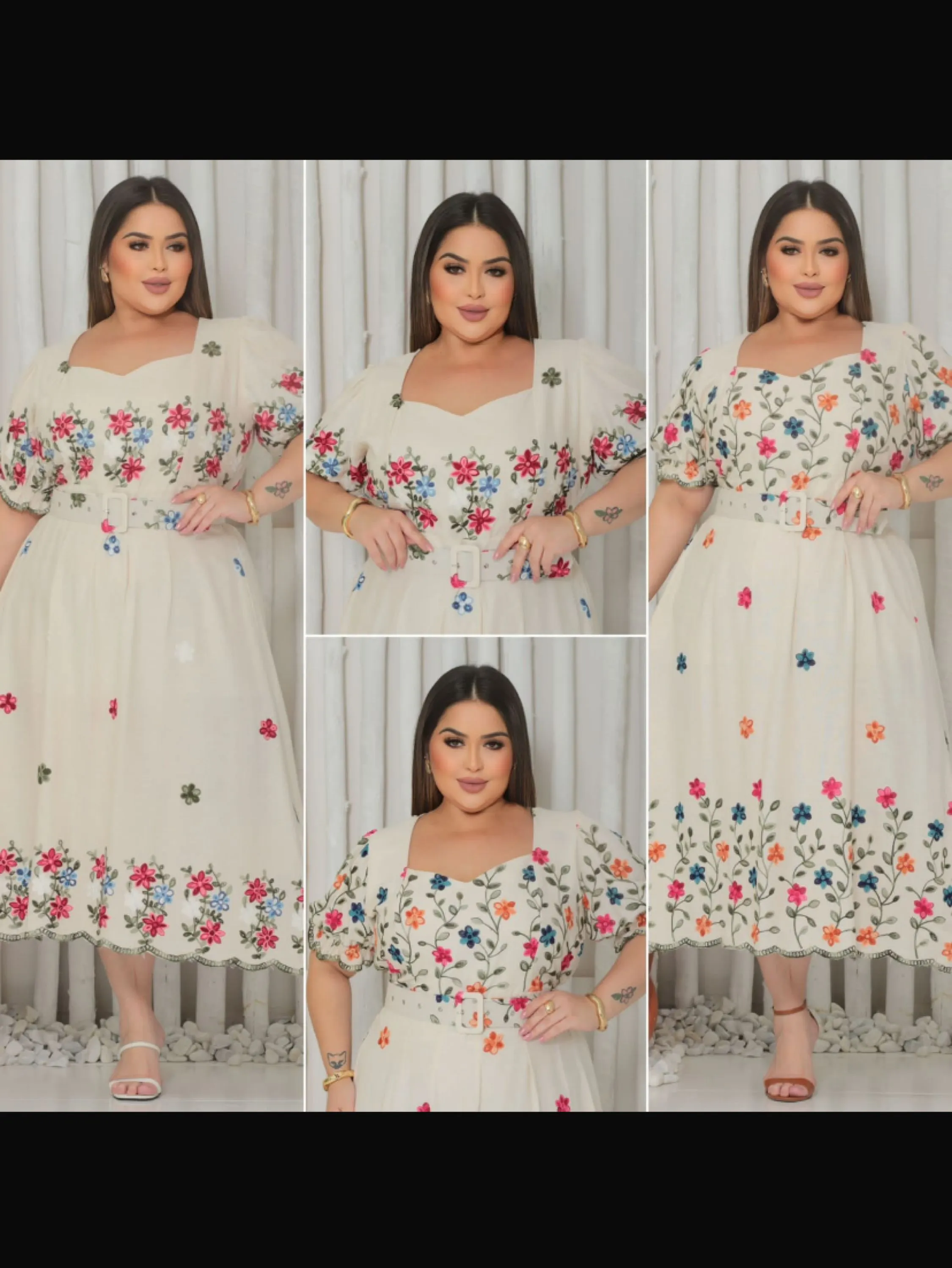 Vestido longuete floral plus size