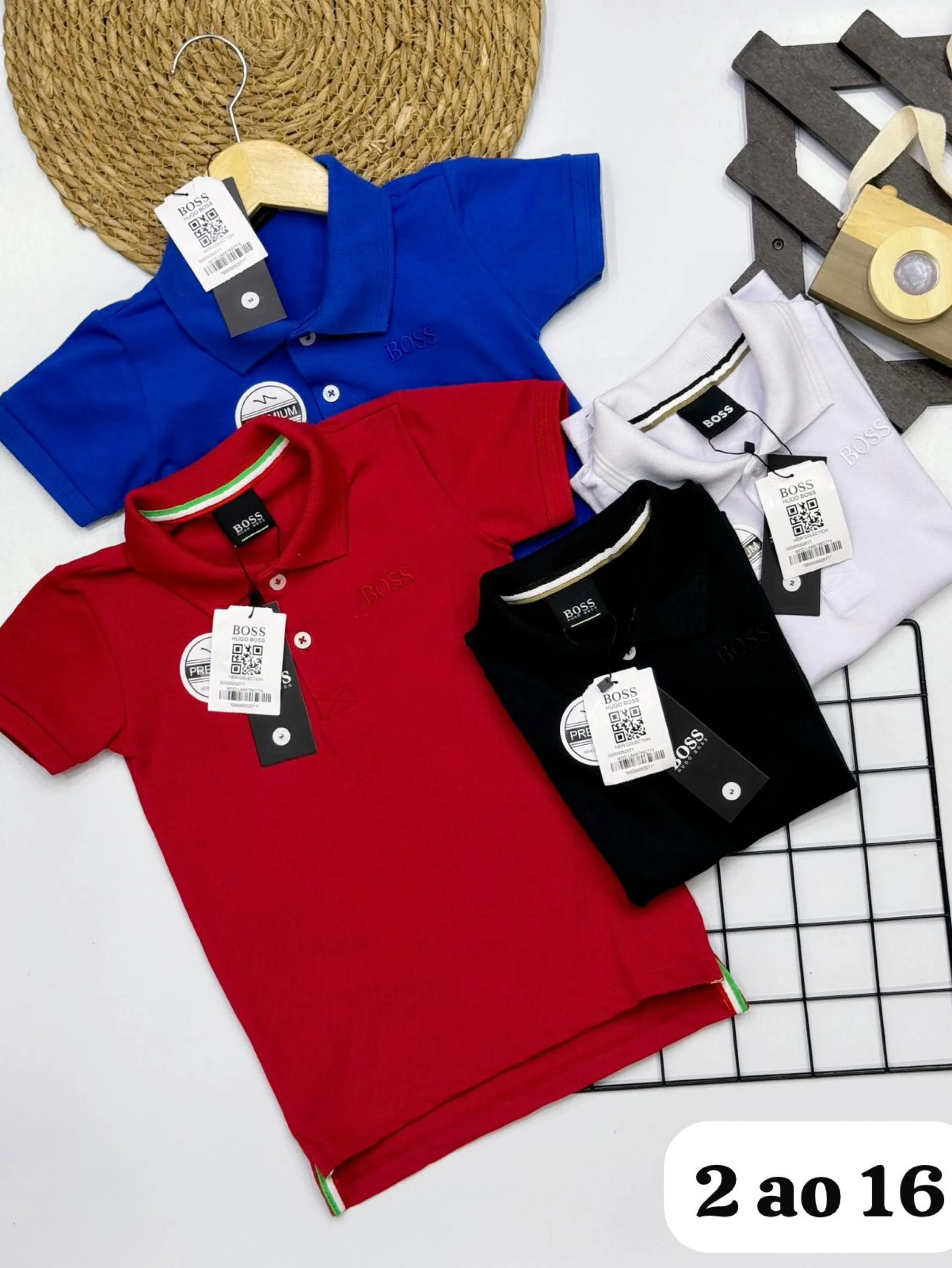 Polo Boss infantil /juvenil tecido Elastano linha premium