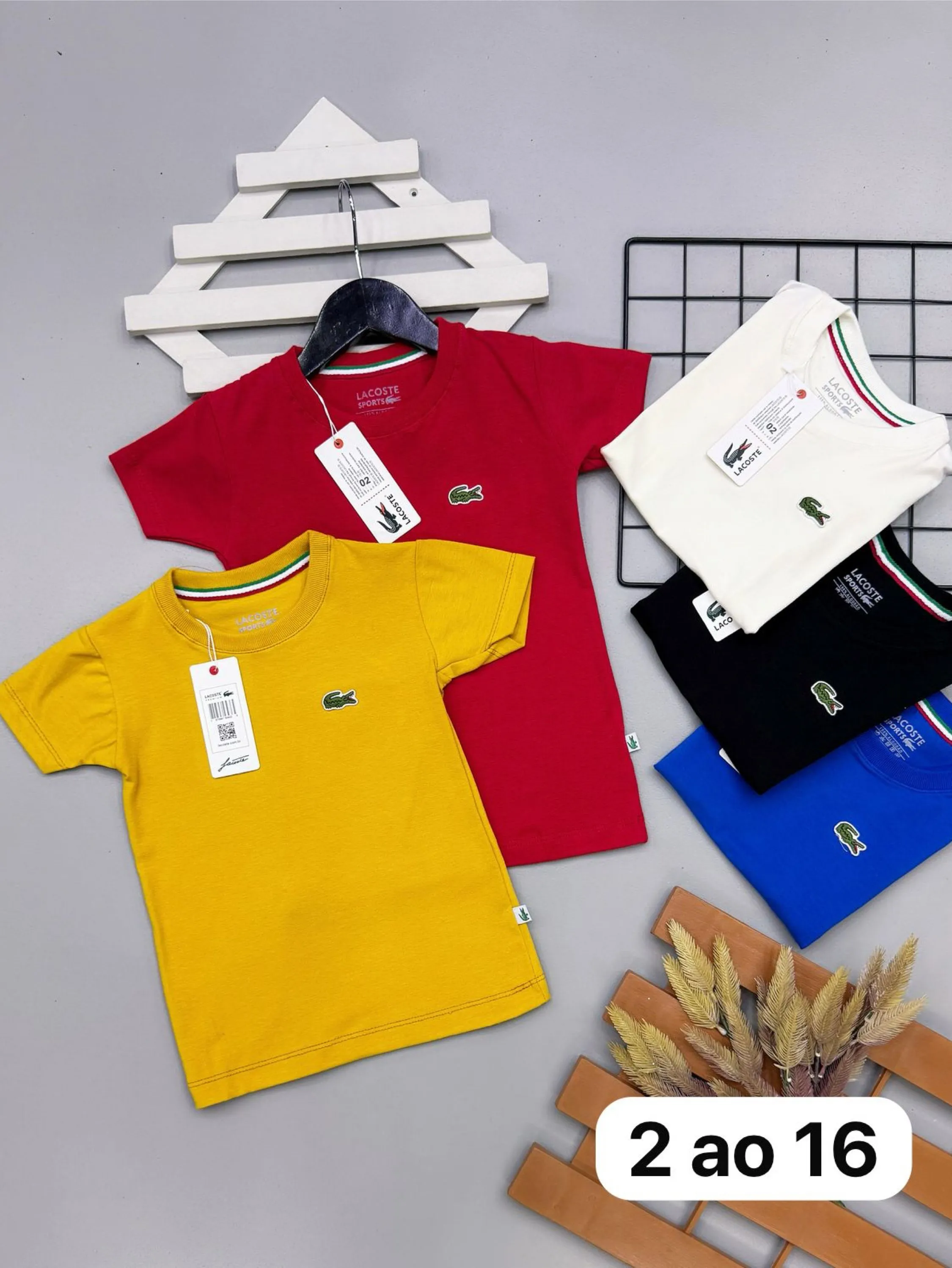 Camiseta Lacoste infantil/juvenil malha peruana