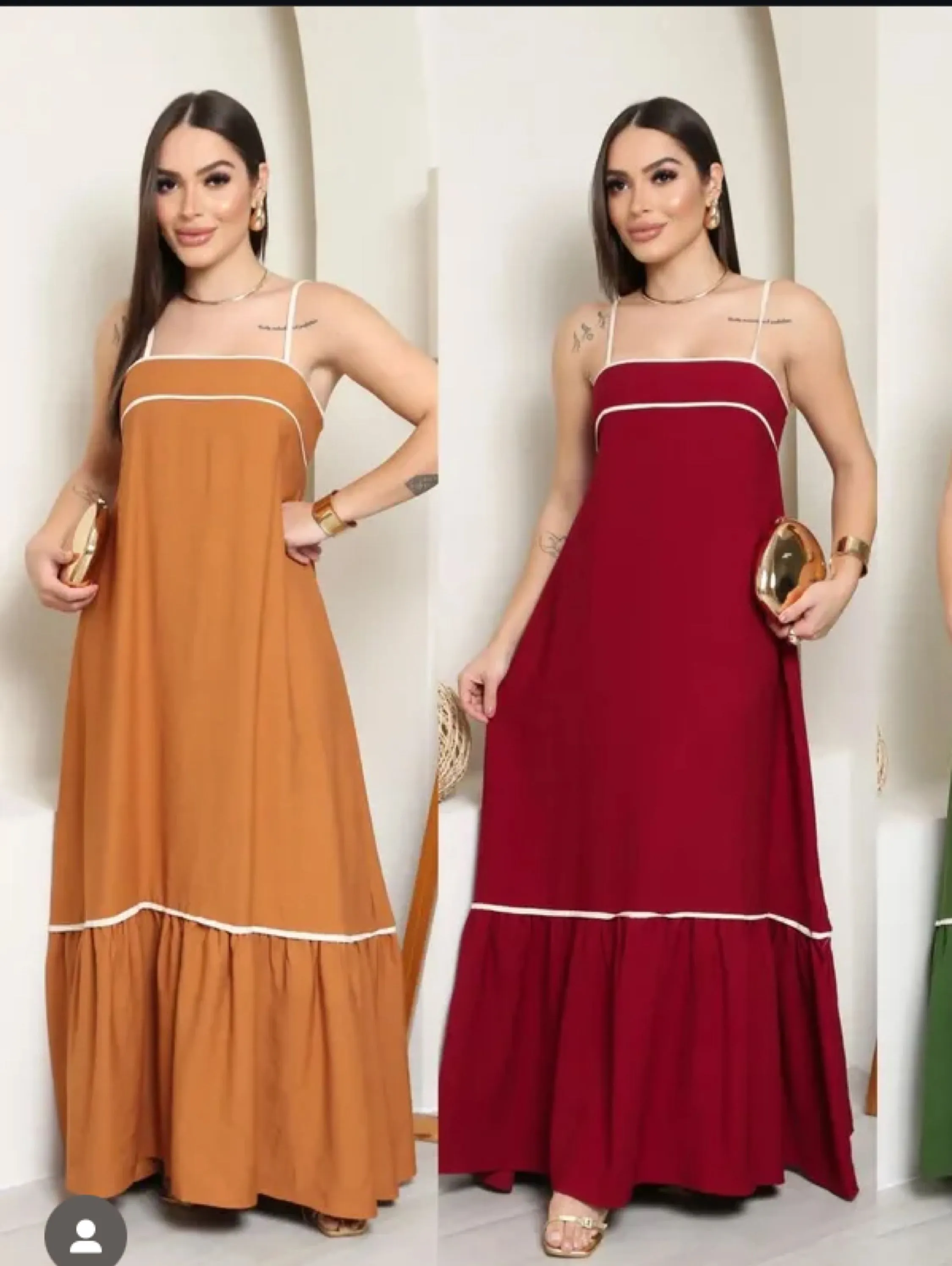 Vestido longo de alcinha tecido sensorial