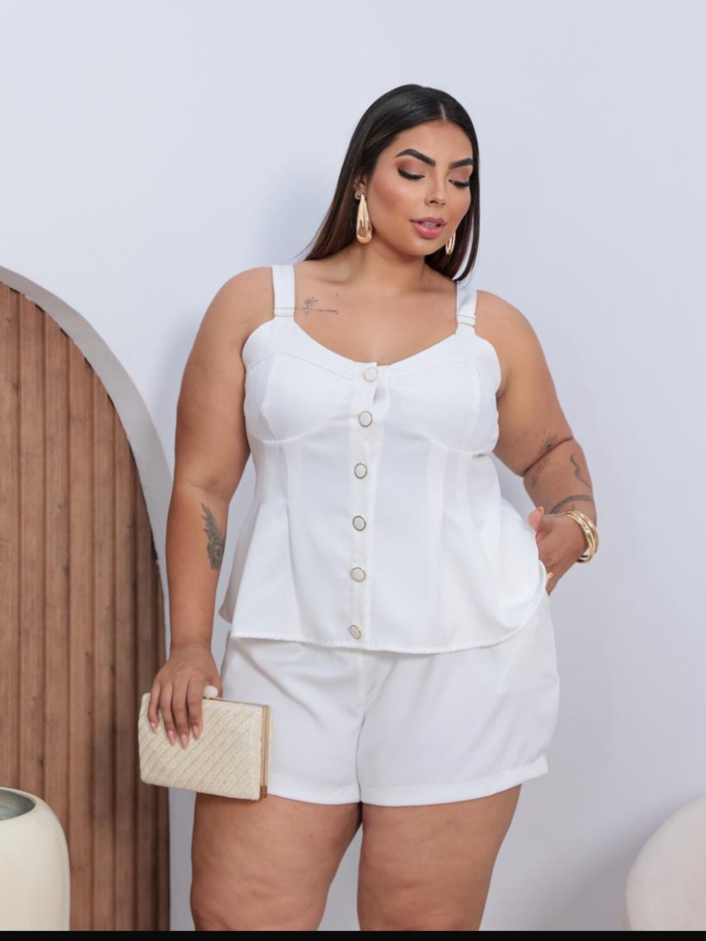 Conjunto Thaís shorts e blusa de alça Plus size