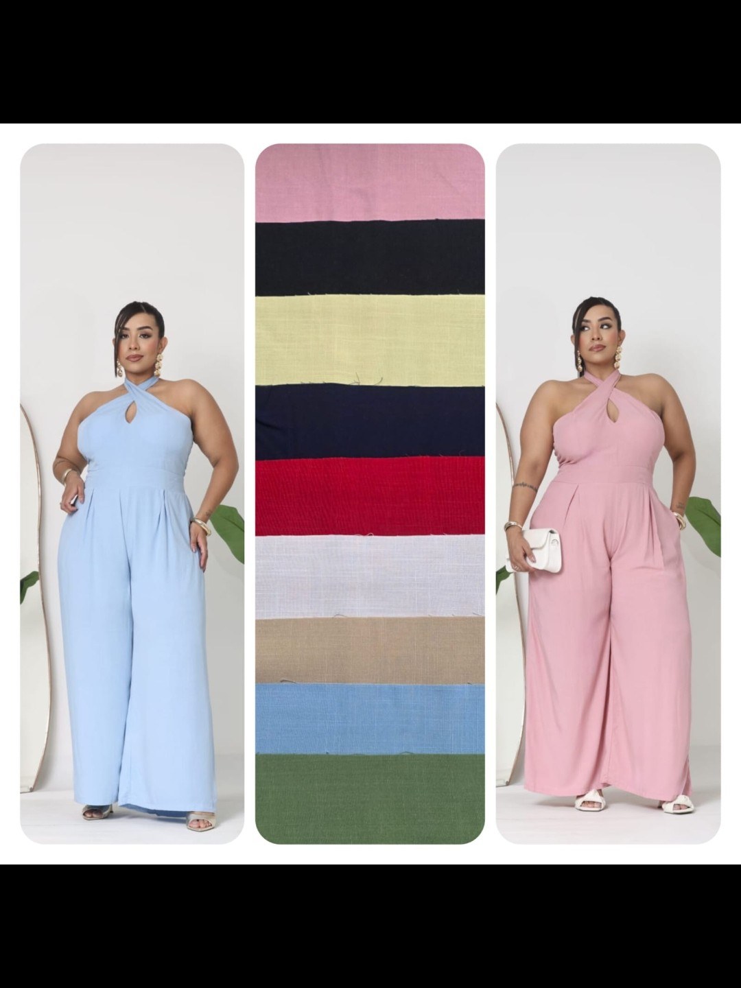 Macacão pantalona frente única Plus size