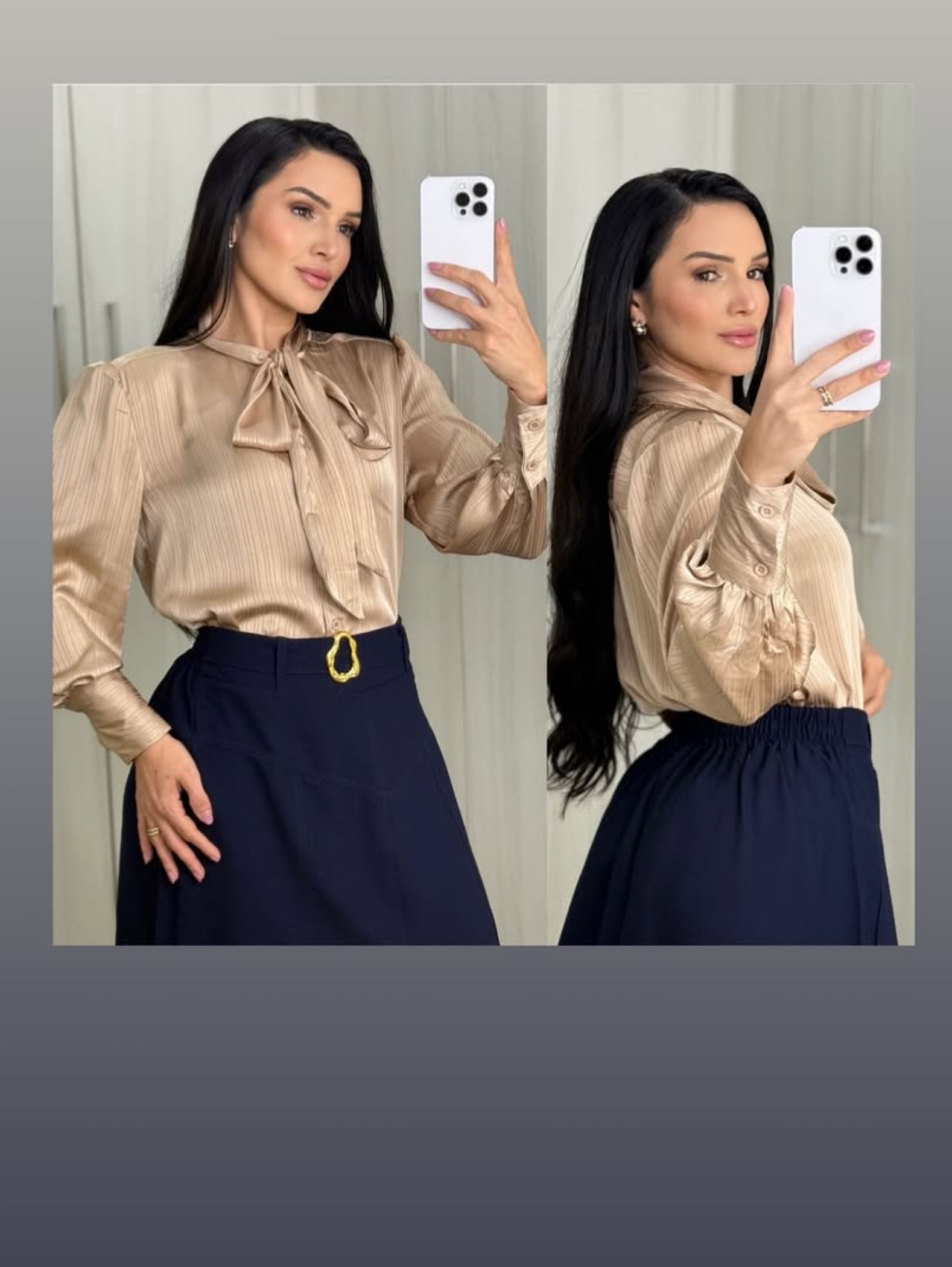 Camisa manga longa em chiffon