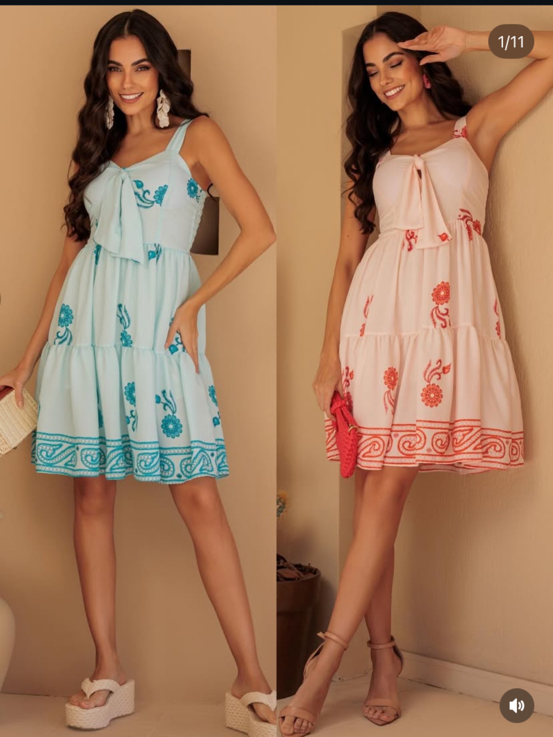 Vestido curto com alças reguláveis