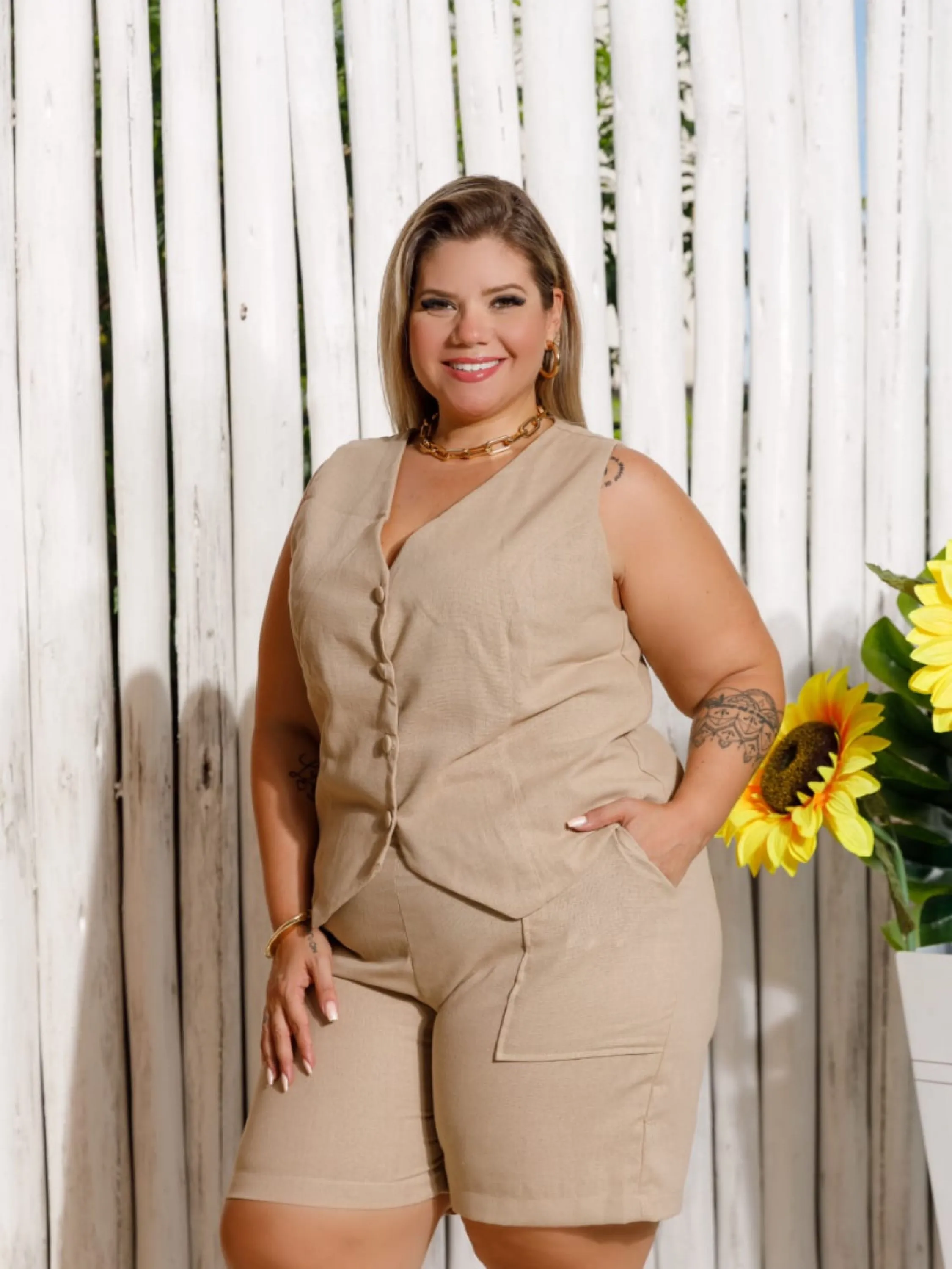 Conjunto plus size tecido linho (all 1128)