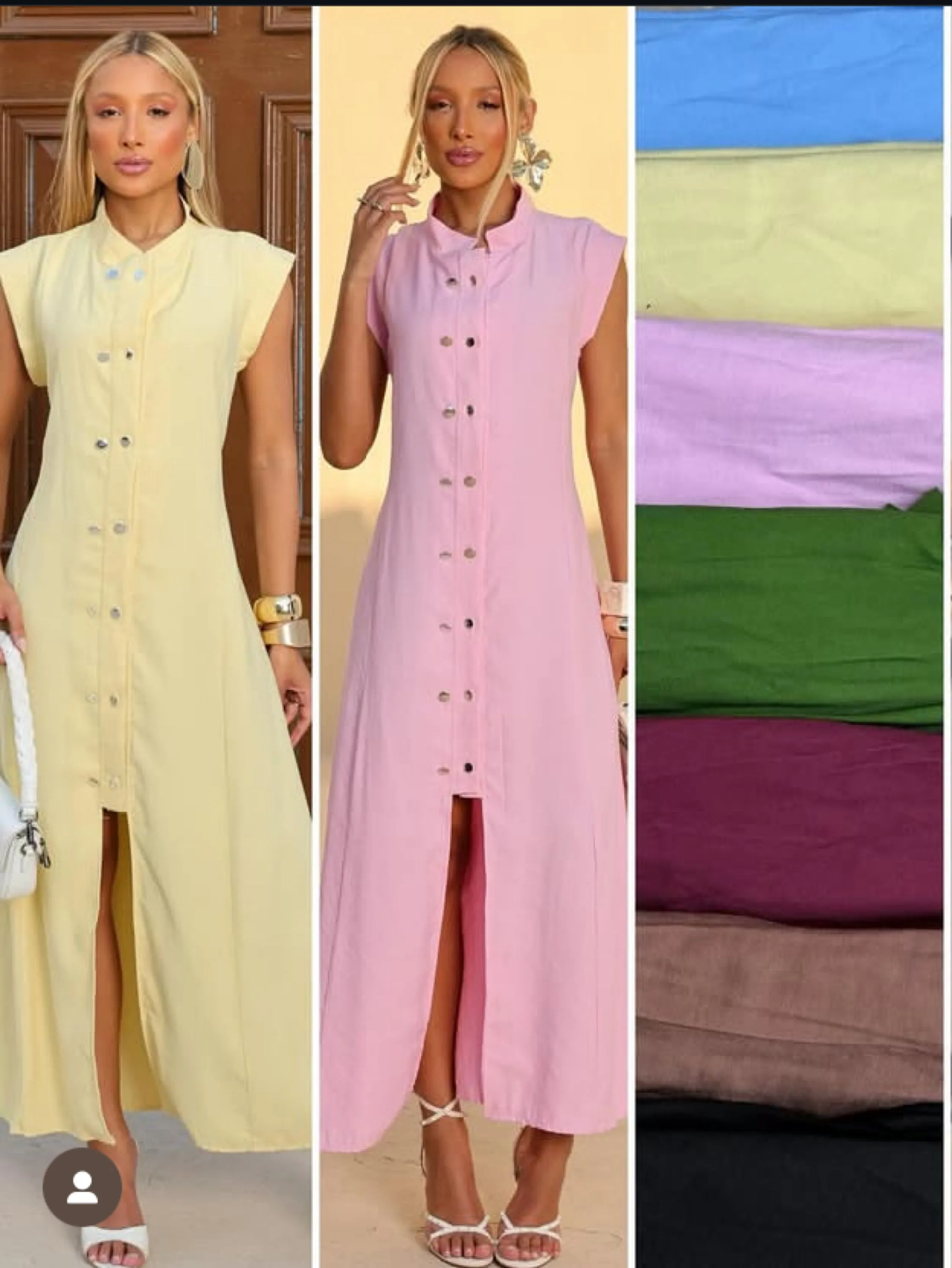 Vestido longo com fenda tecido sensorial veste até 40
