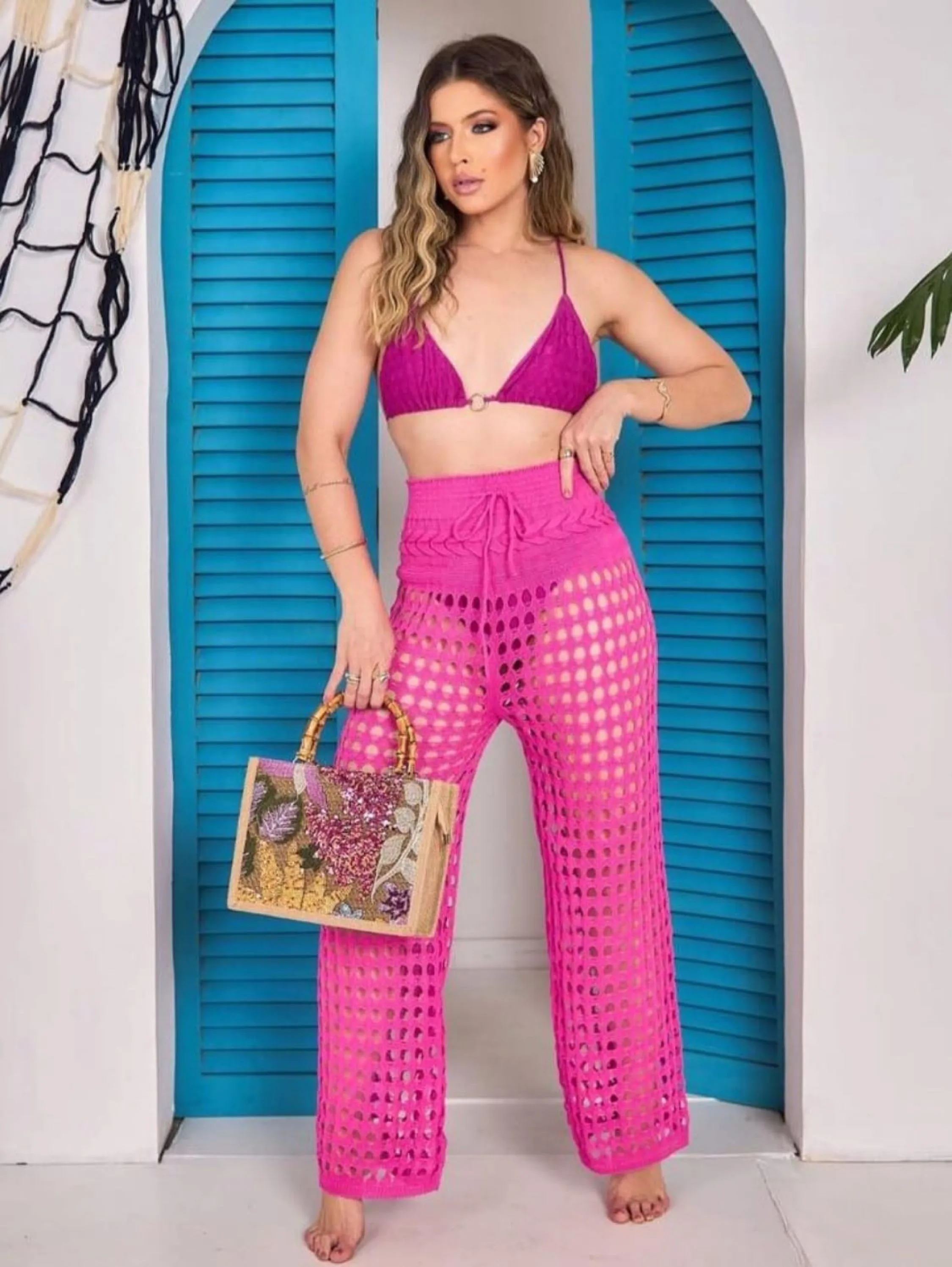 Calça saia de Praia maresias com còs alto