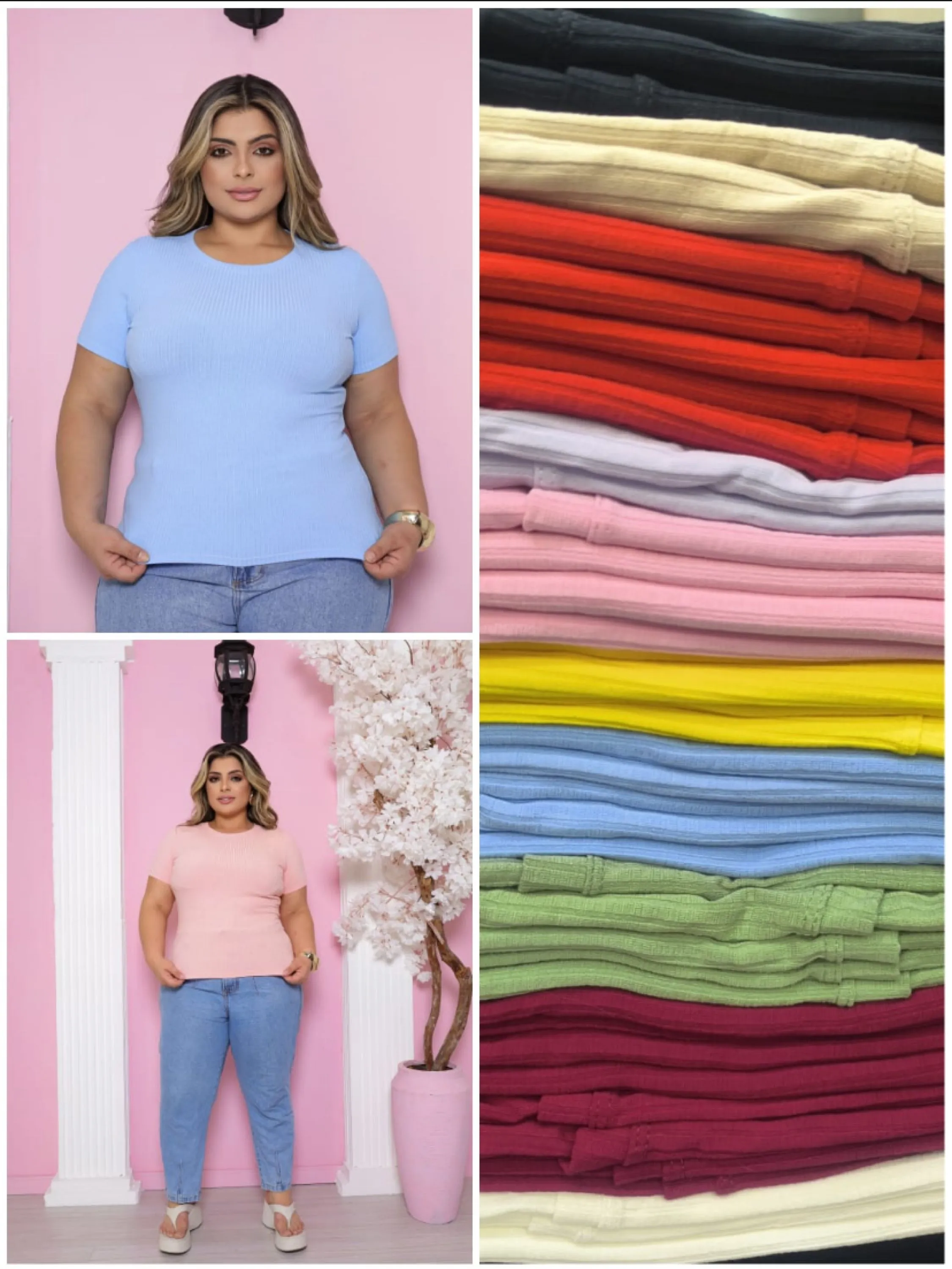 Kit com 4 t- shirts básicas com manga plus size