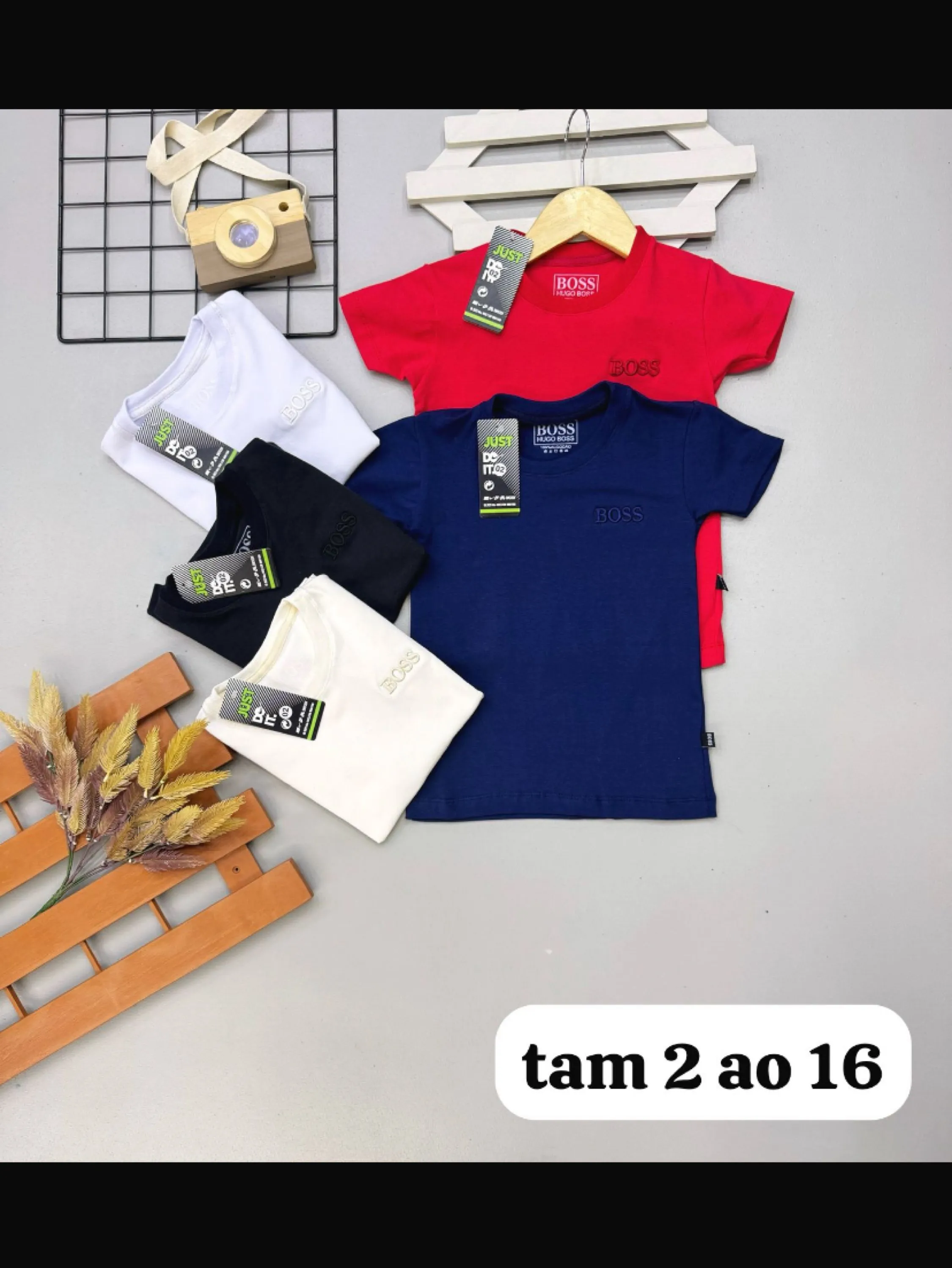 Camiseta Boss infantil/juvenil malha peruana