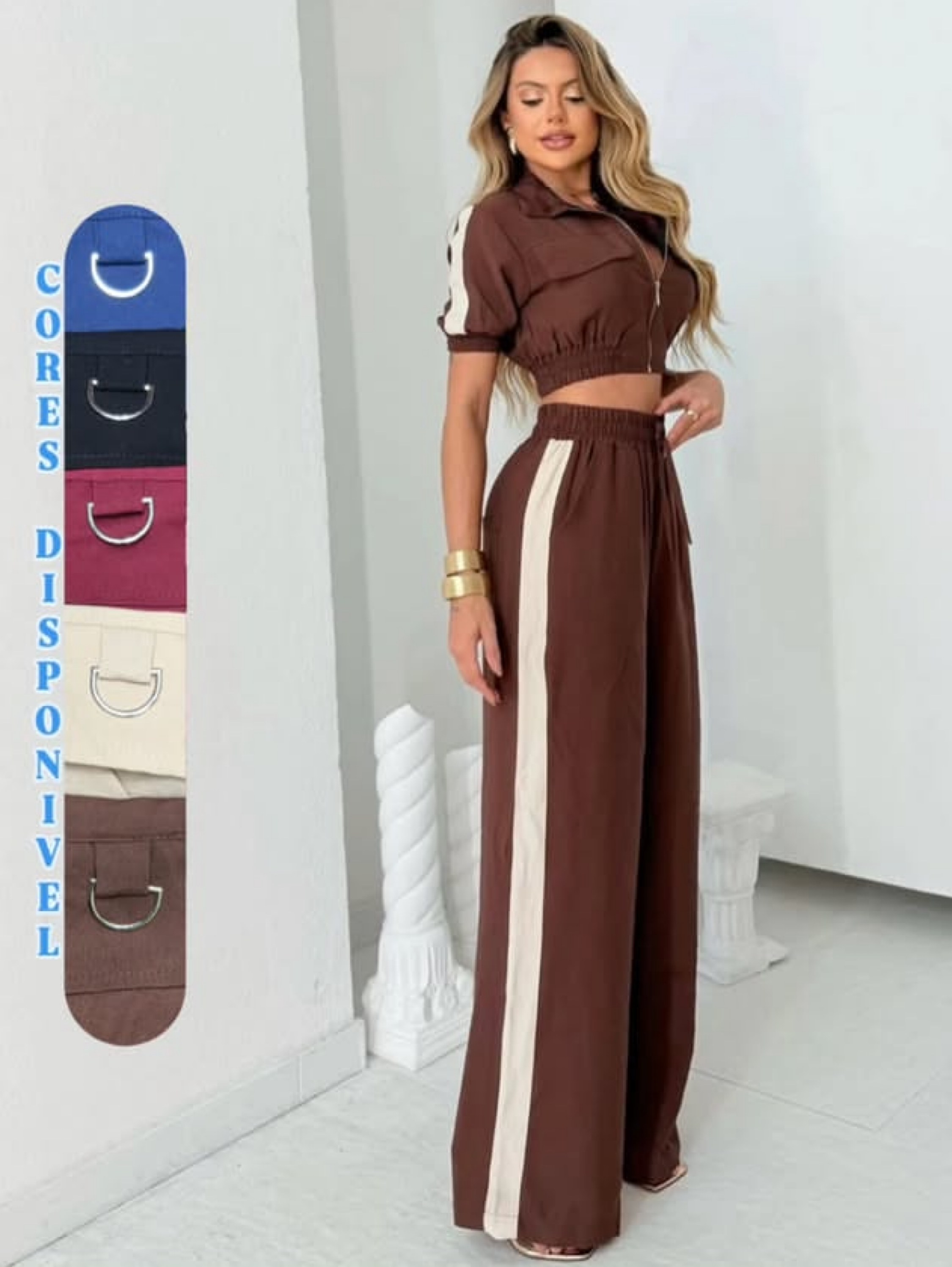 Conjunto Pantalona e jaqueta manga curta