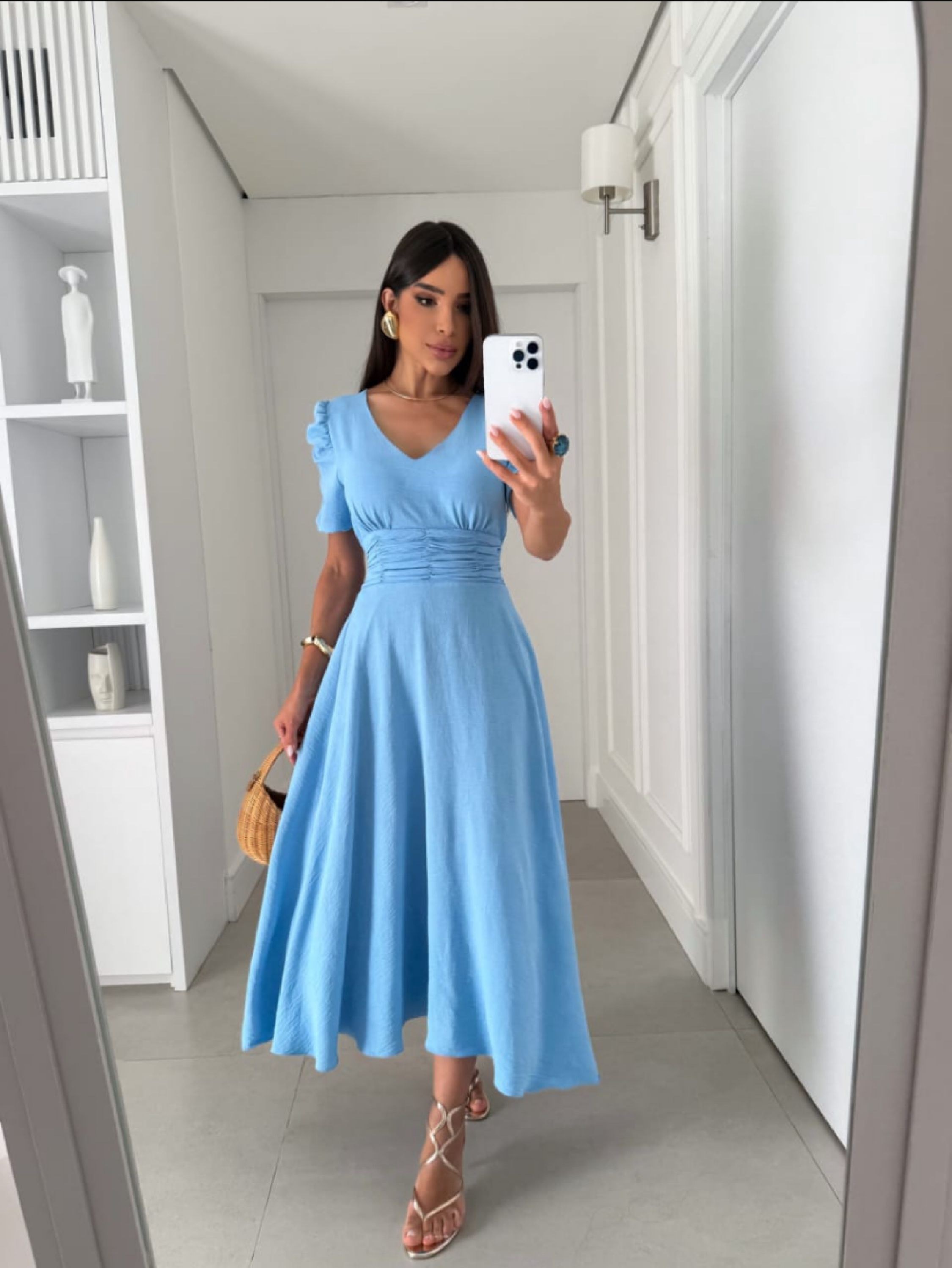 Vestido margarita tecido linho com Borjo e forro