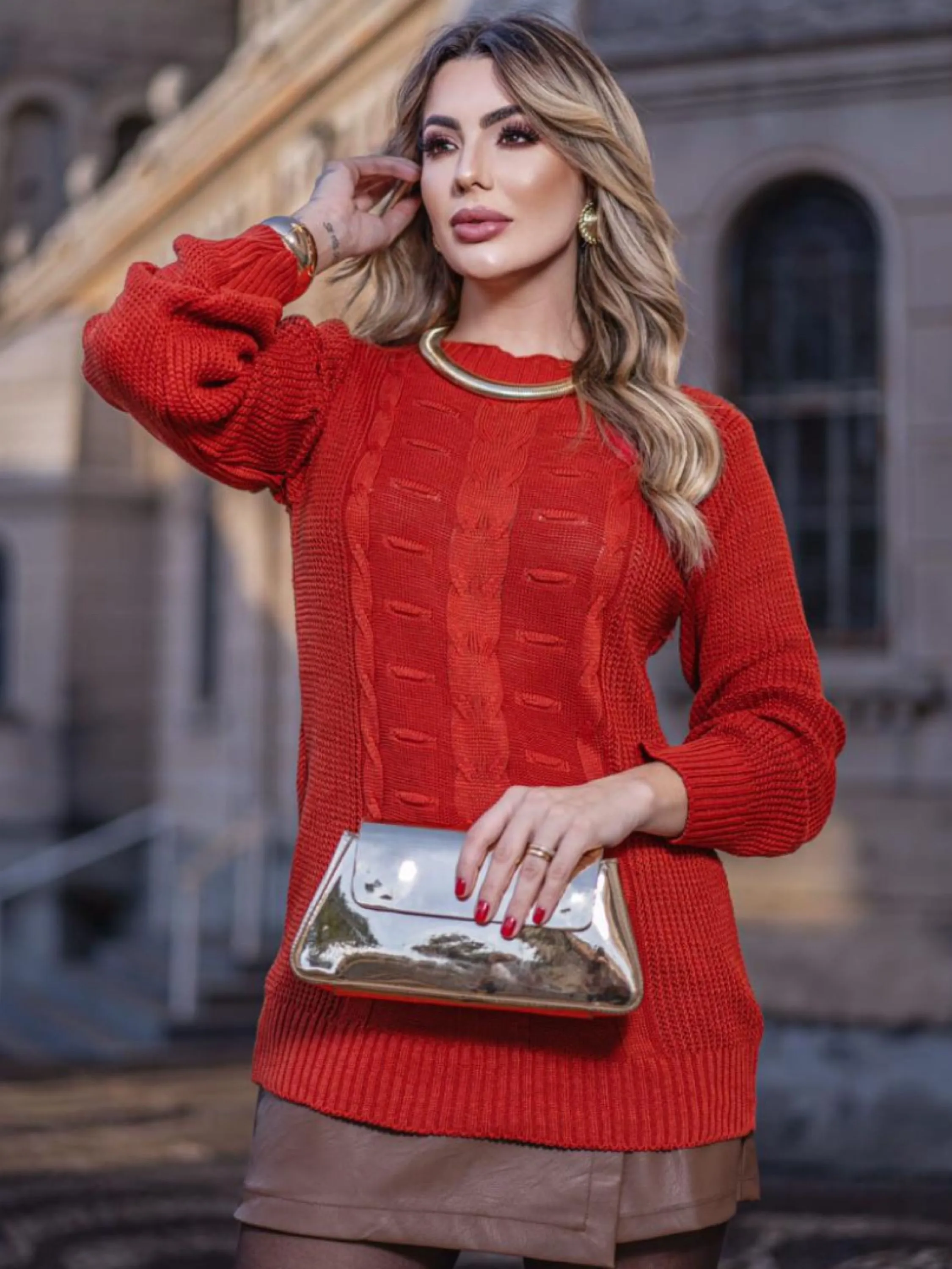 Blusa Flávia tecido tricô veste don36/42