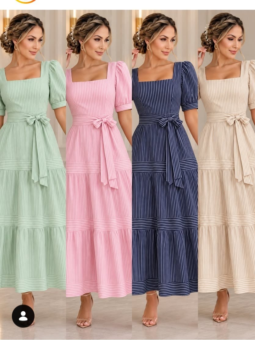 Vestido longuete listra