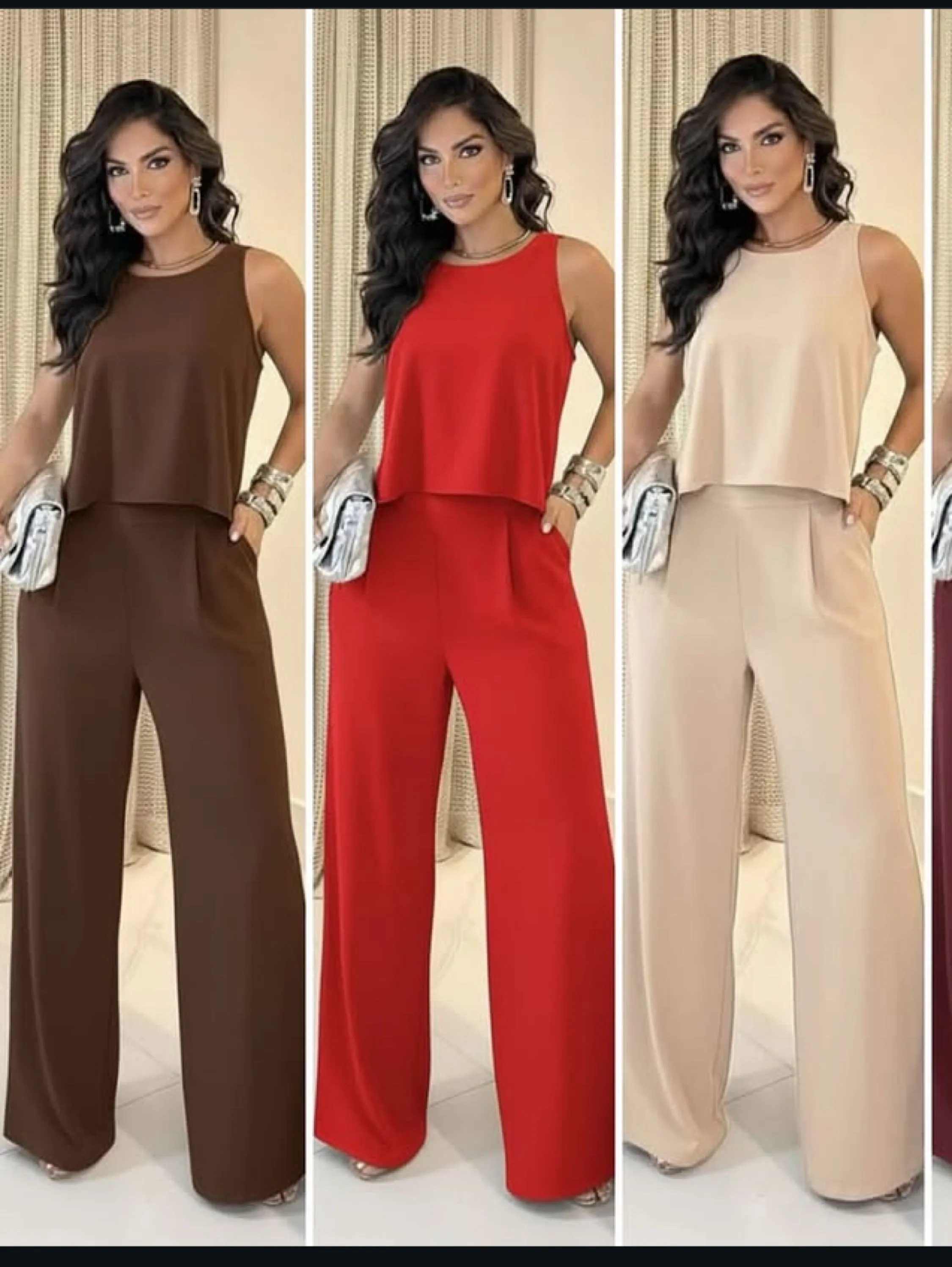 Conjunto Pantalona com elástico atrás no cos e regata