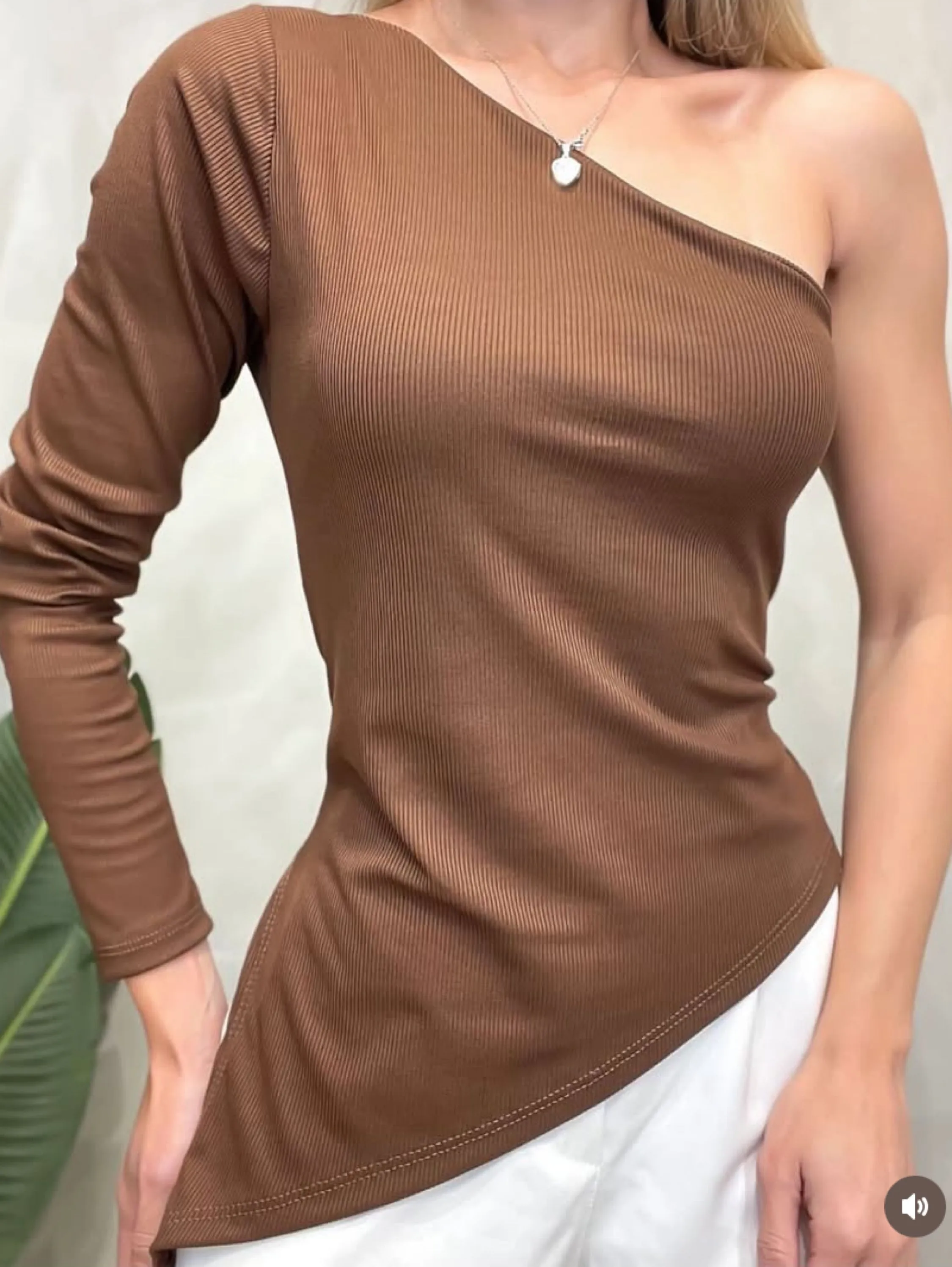 Blusa mula manca assimetruca tecido ribana veste até 42
