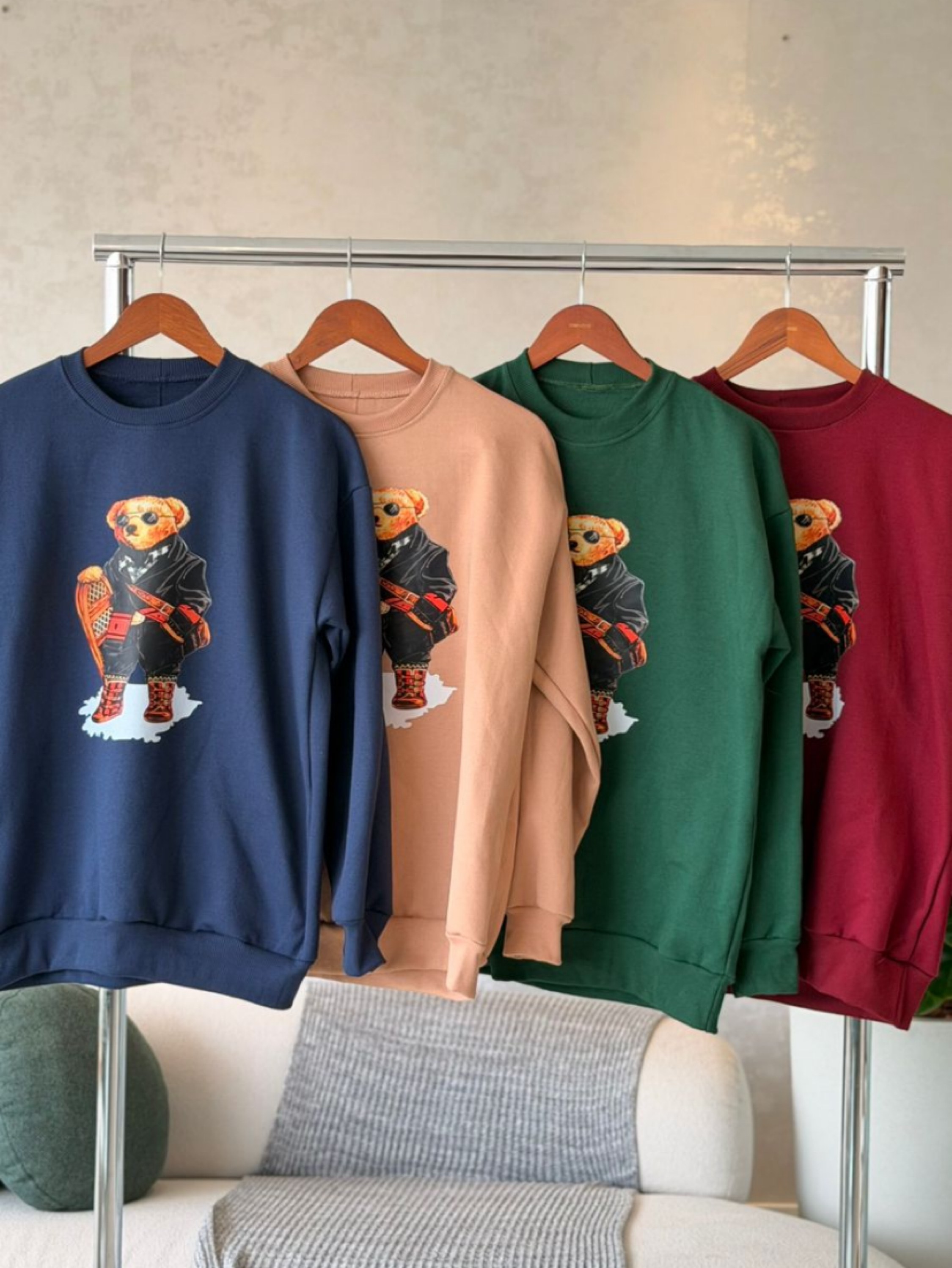 Blusa de moletom urso gola careca