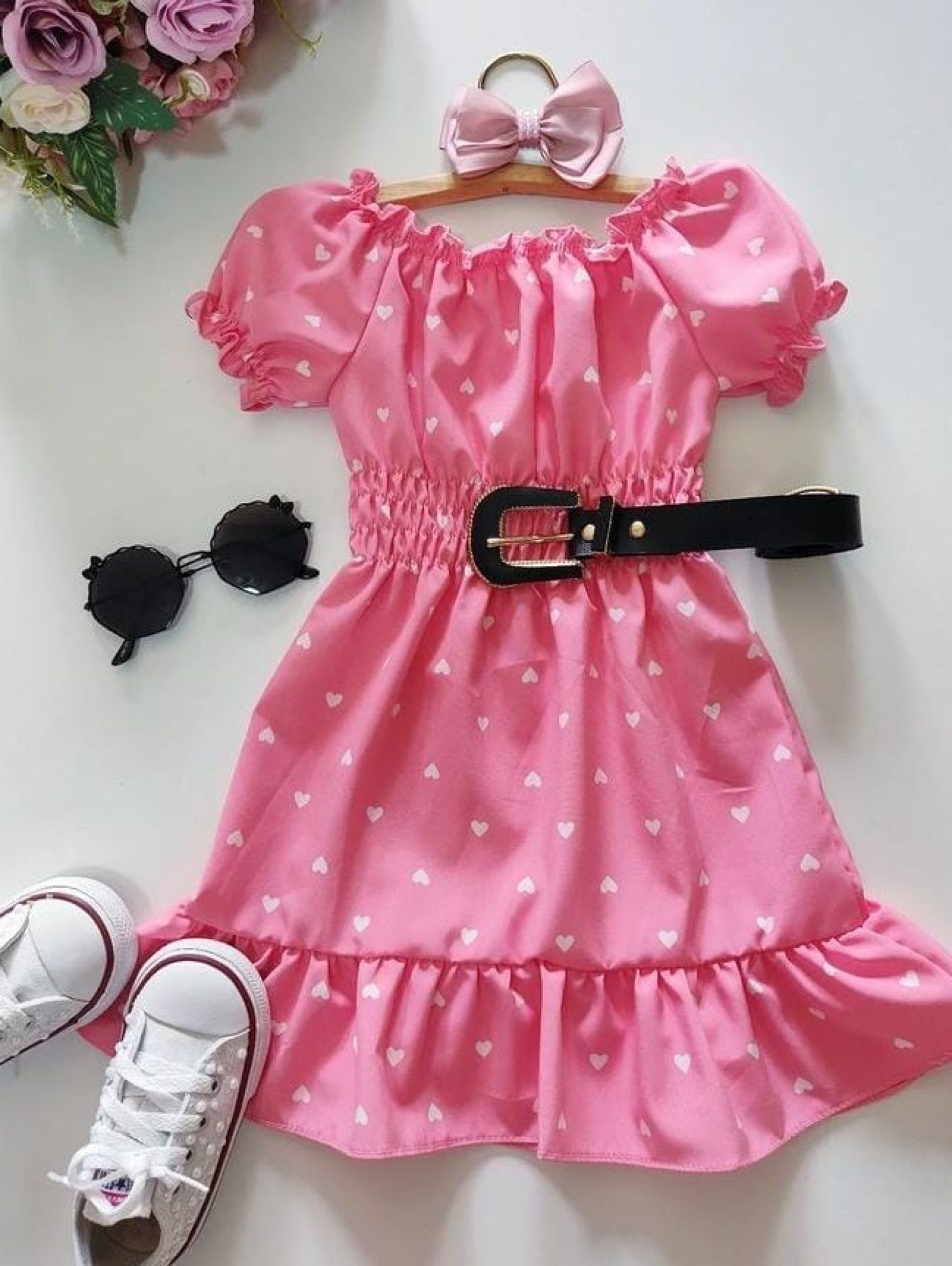 Vestido infantil tecido crepinho