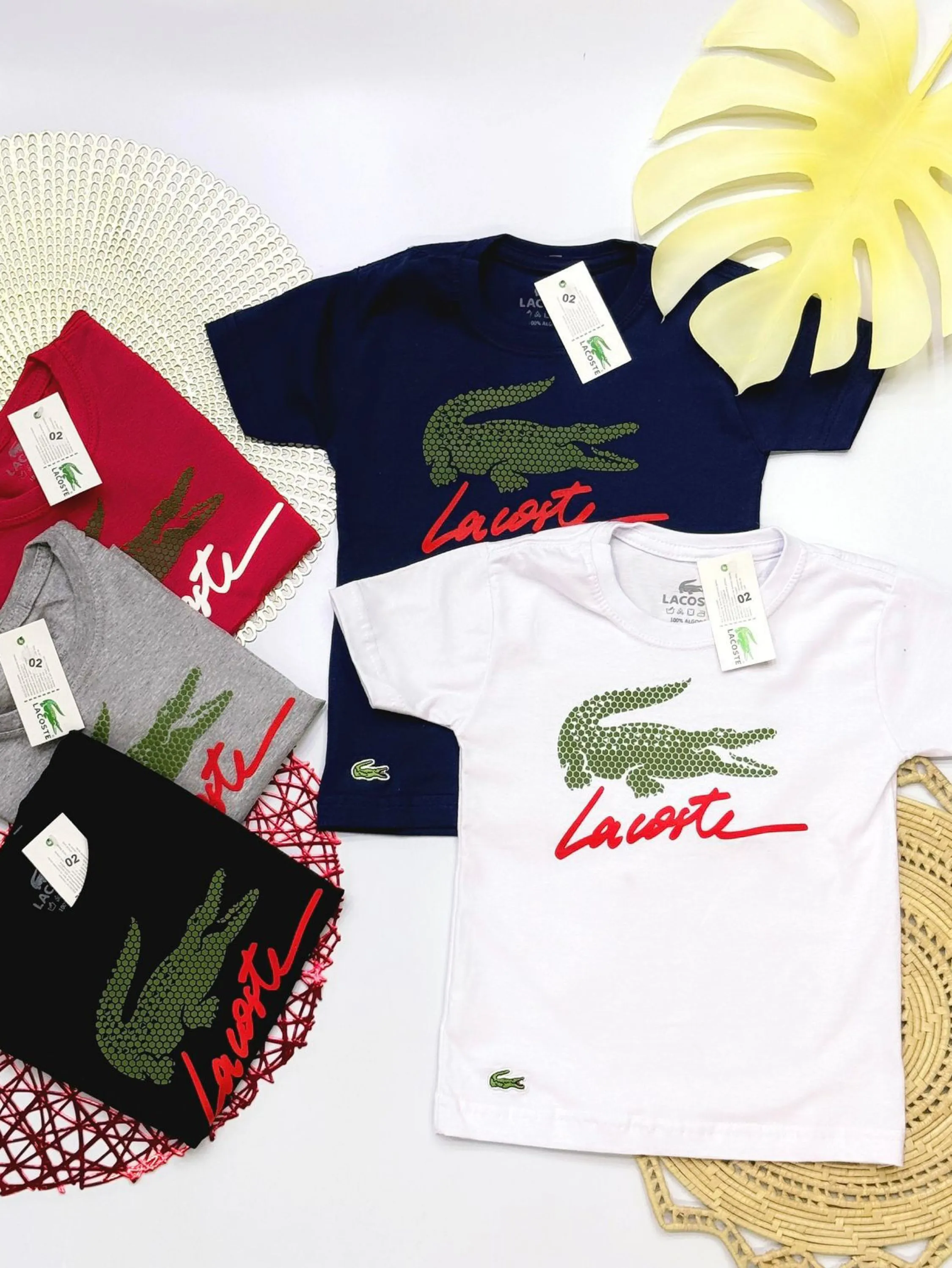 Camiseta Lacoste infantil/juvenil 100% algodão