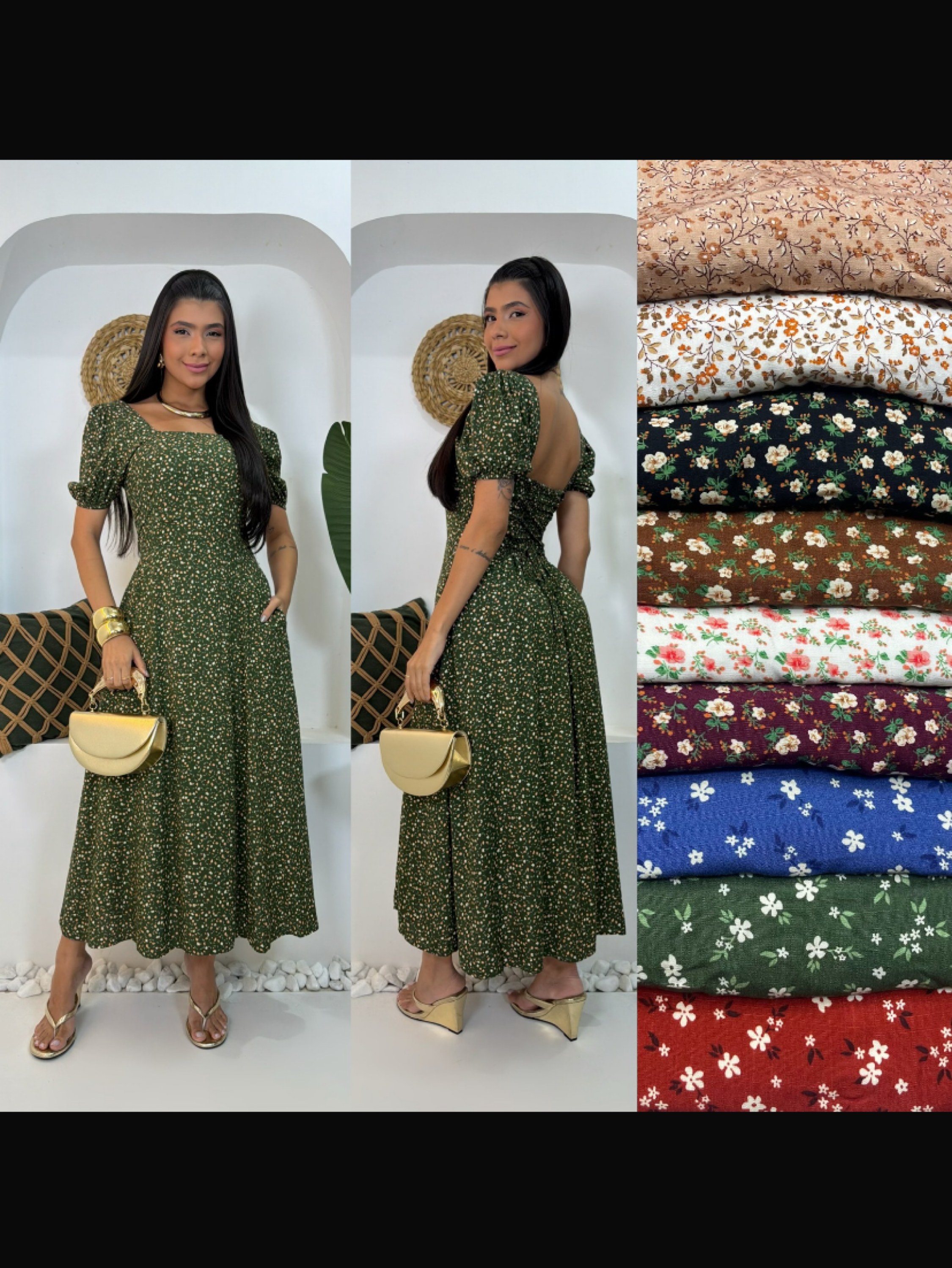 Vestido mídi floral