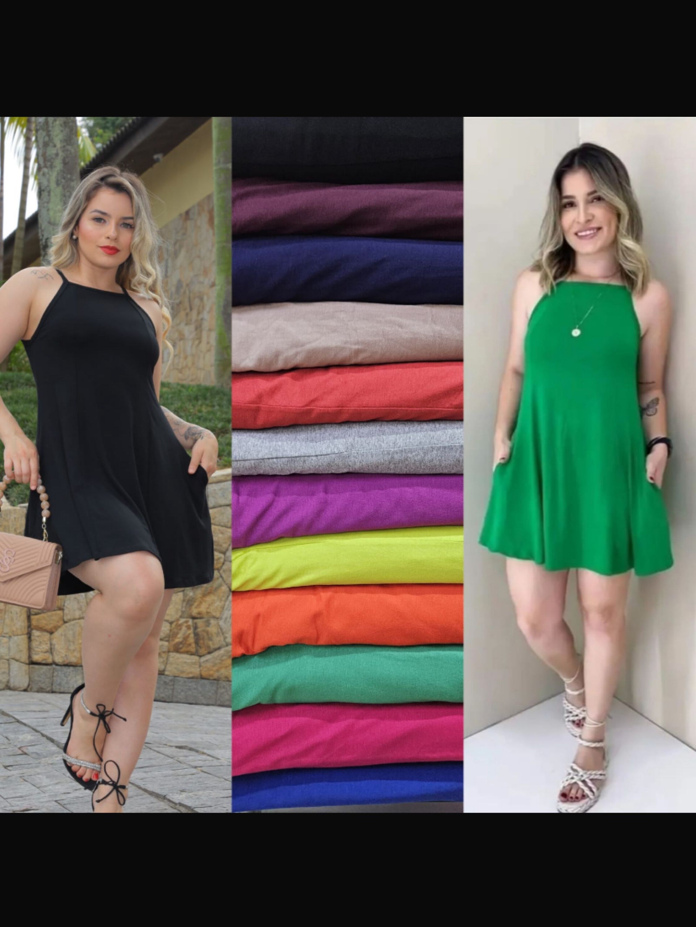 Kit com 4 Vestido curto dd alcinha é bolsos