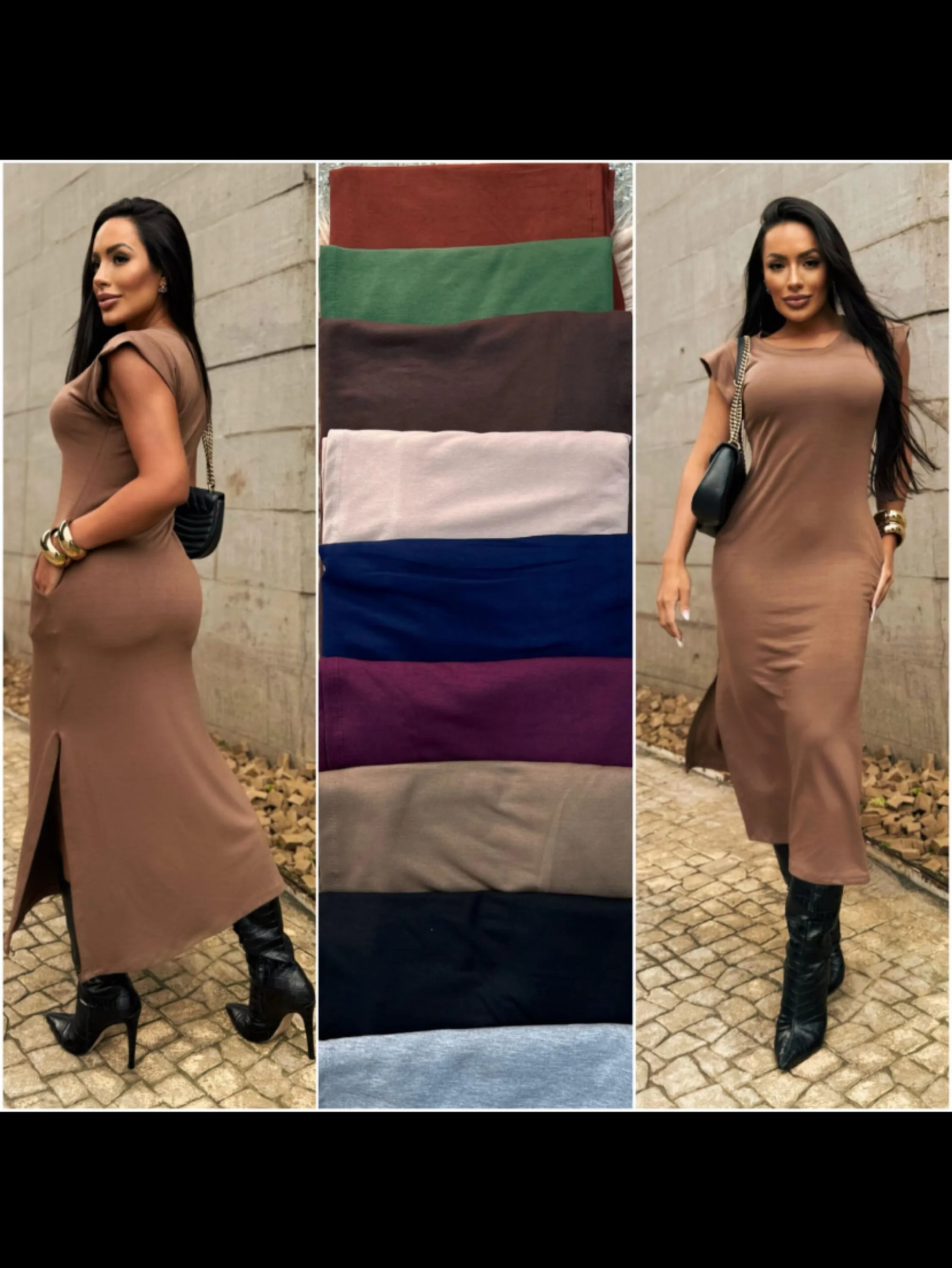 Vestido muscle longo tecido moletinho veste do 38 ao 44