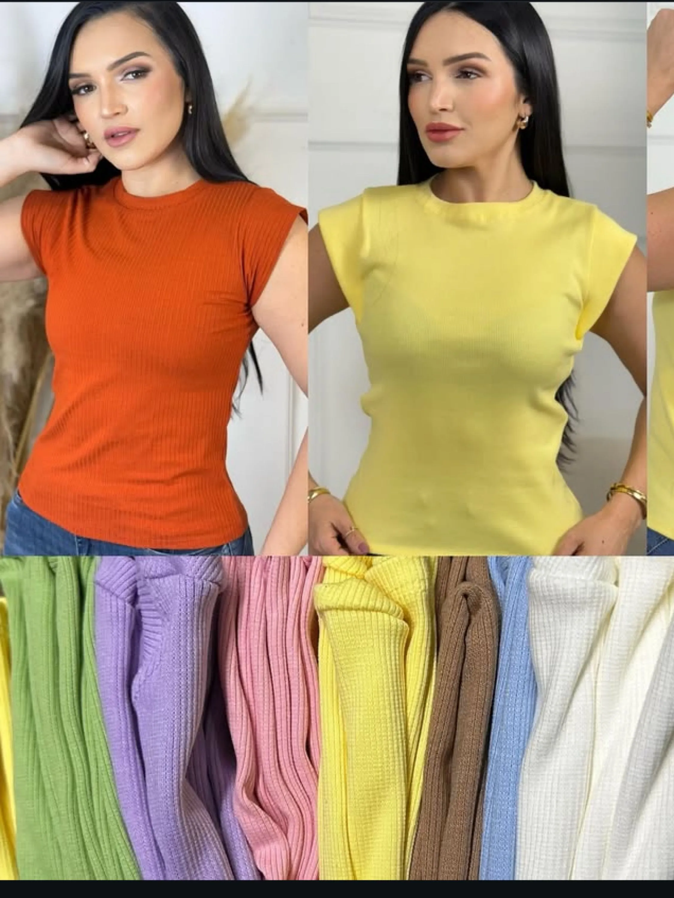 Blusinha básica manga japonesa tecido canelado /